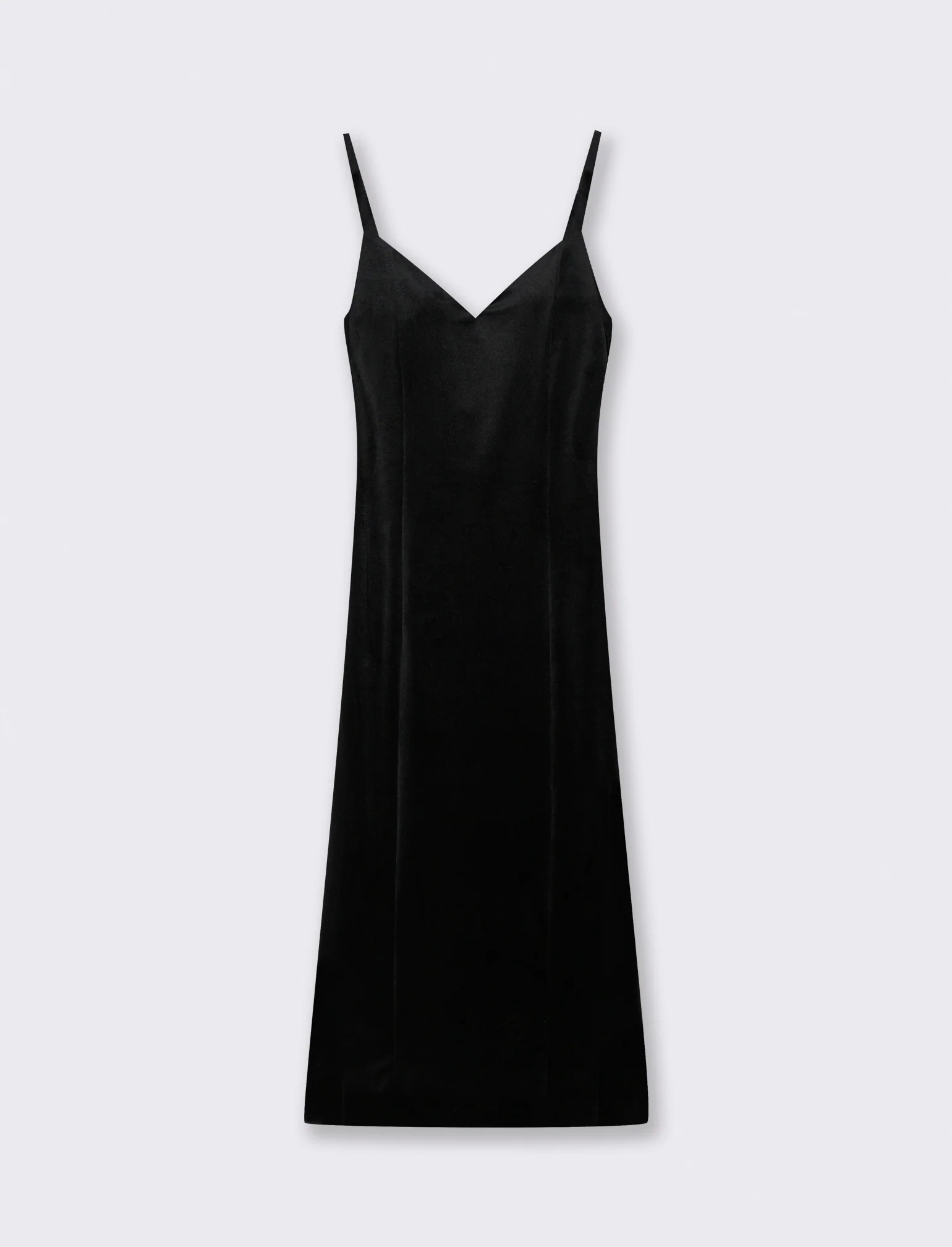 Vestito lungo con bretelline in ciniglia - Nero - Image 4
