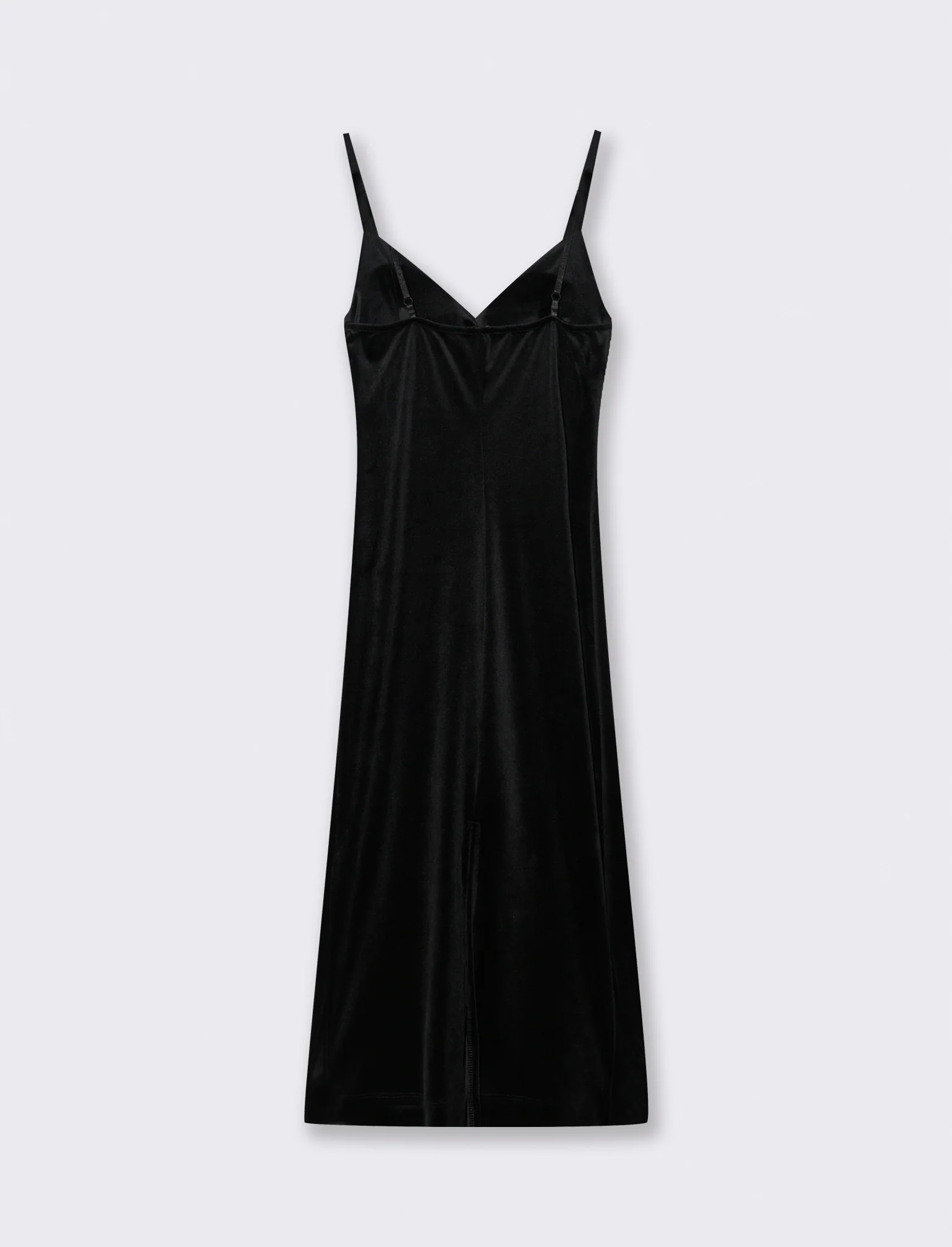 Vestito lungo con bretelline in ciniglia - Nero - Image 5