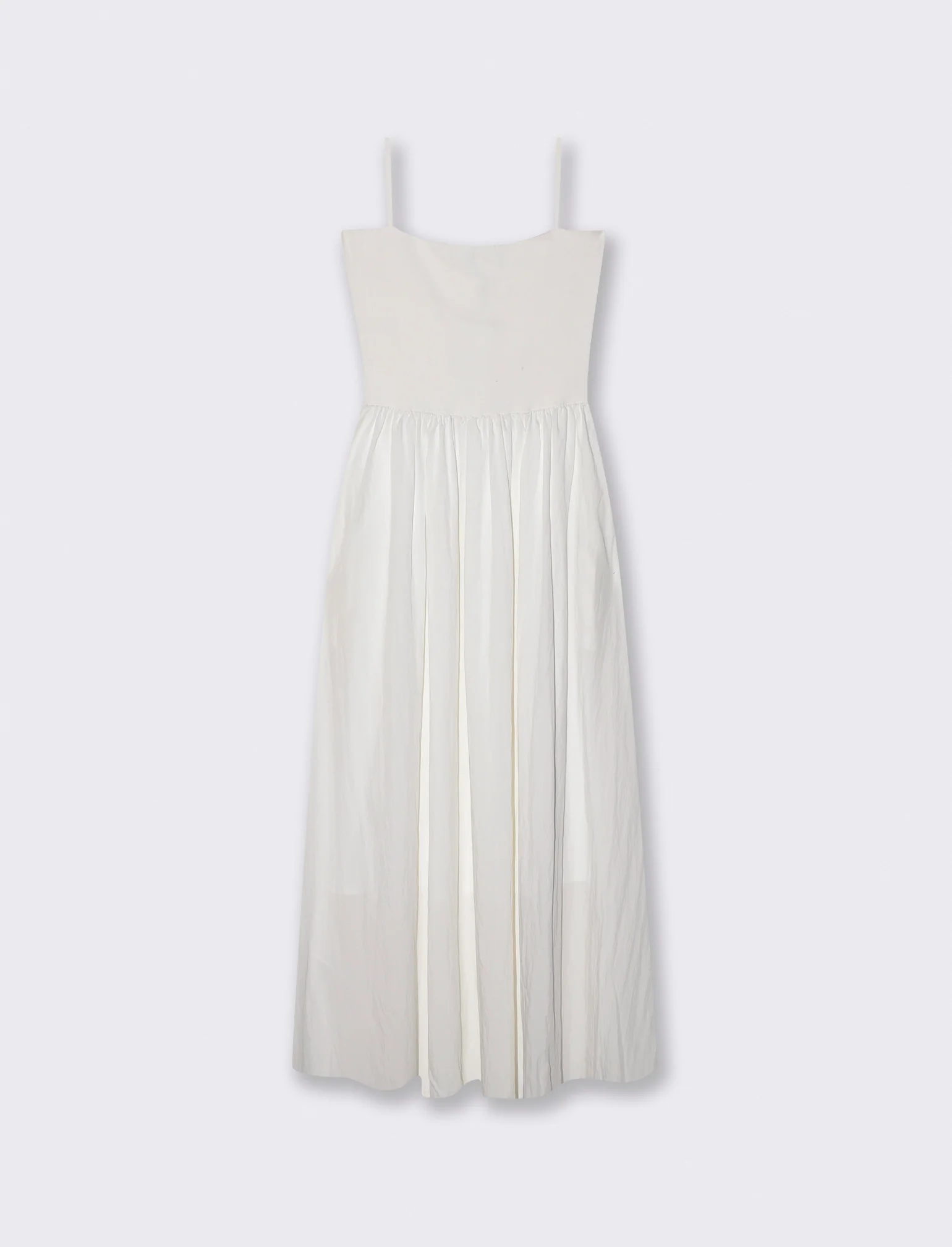 Vestito lungo con corpetto a costine e tasche - Bianco - Image 2