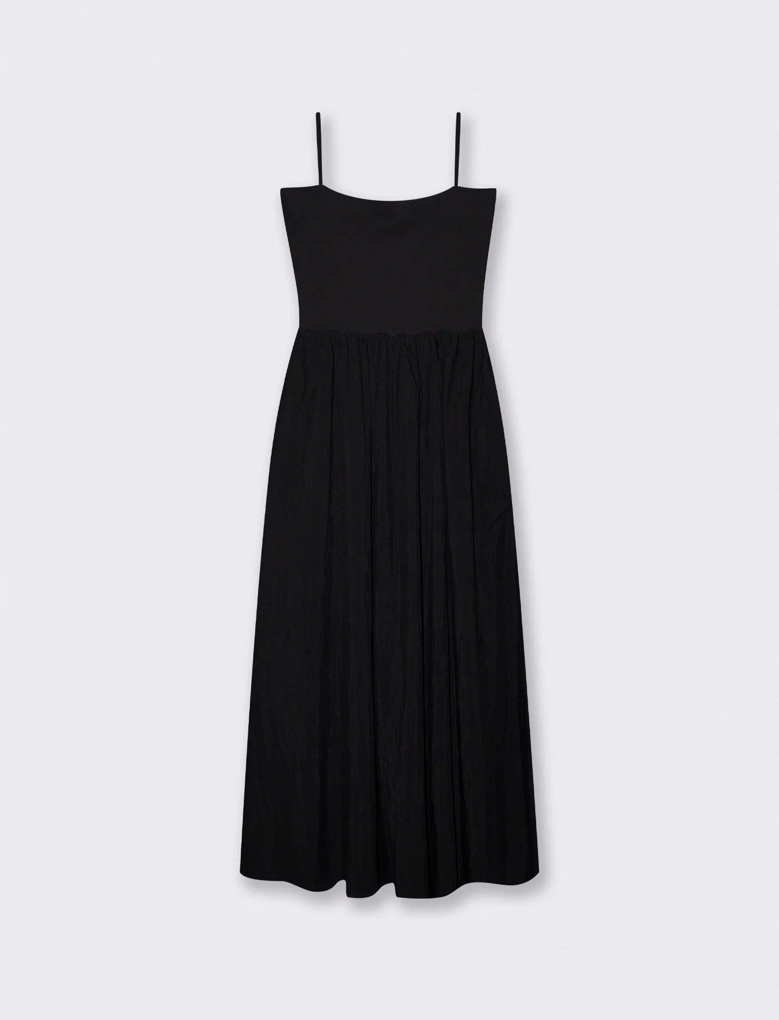 Vestito lungo con corpetto a costine e tasche - Nero - Image 2
