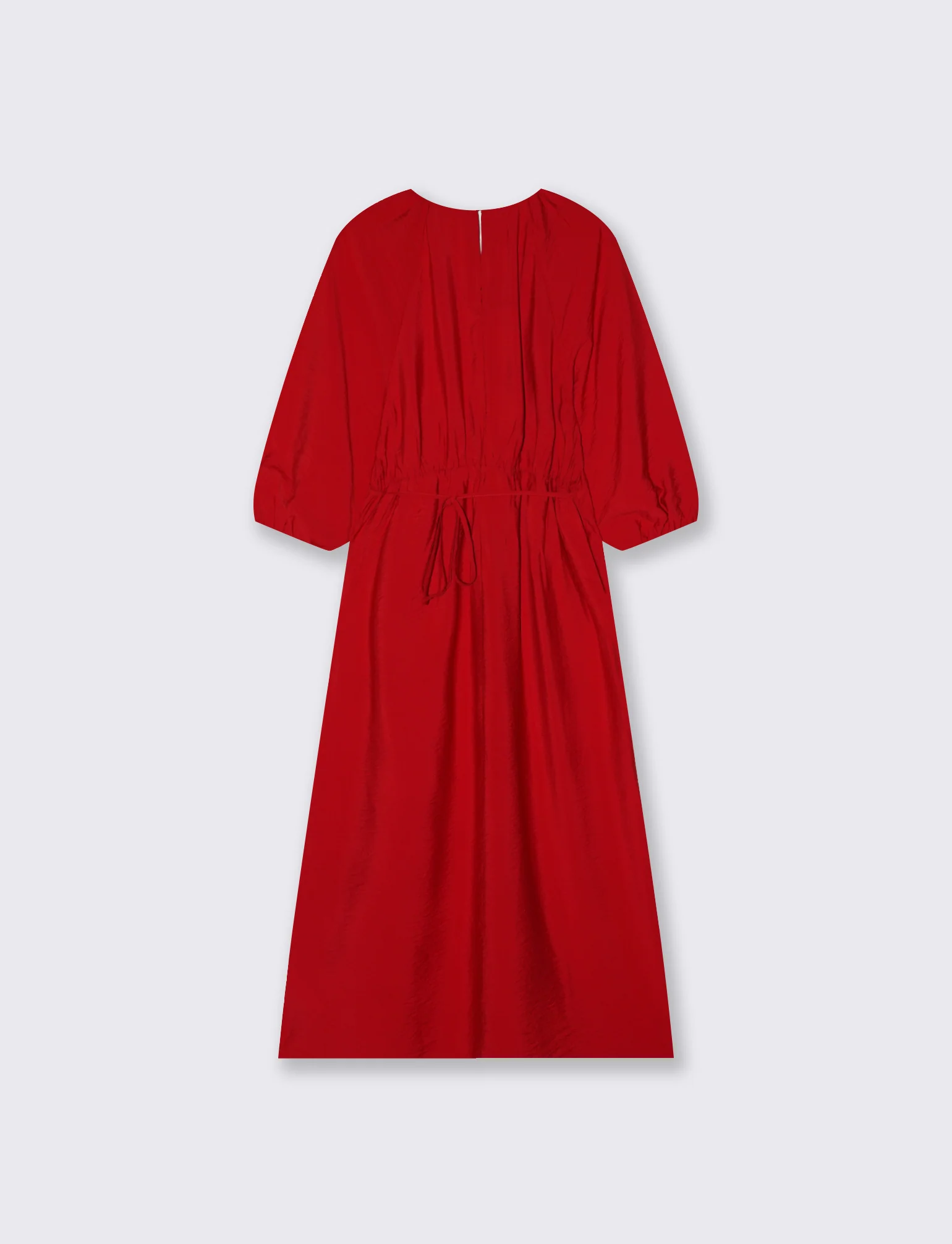 Vestito lungo con maniche e laccetto vita - Rosso - Image 5