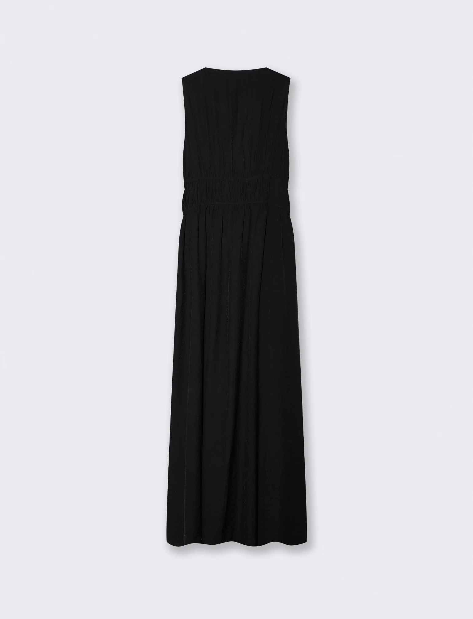 Vestito lungo con scollo a V e arricciato - Nero - Image 5
