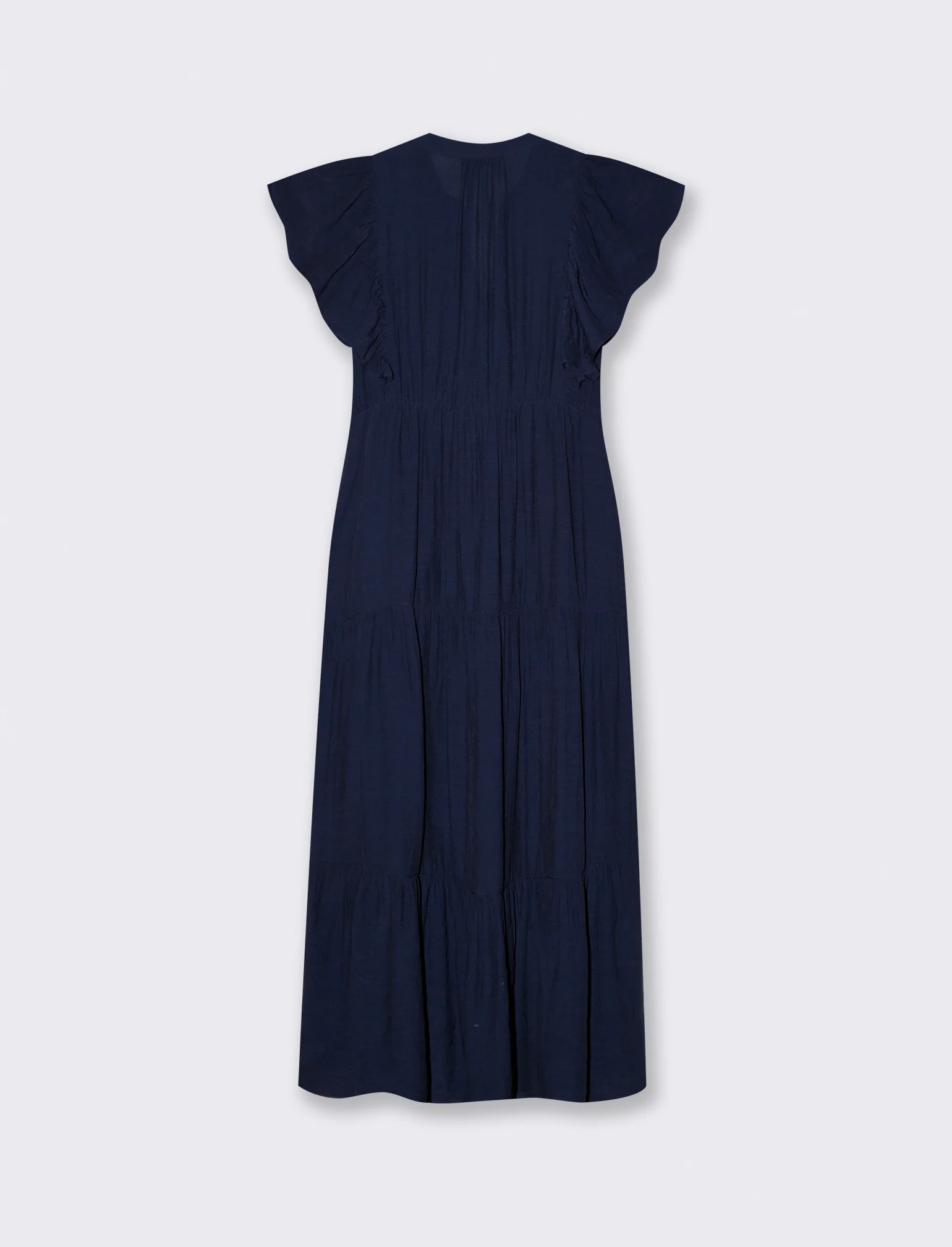 Vestito lungo con scollo a V e balze - Blu - Image 2