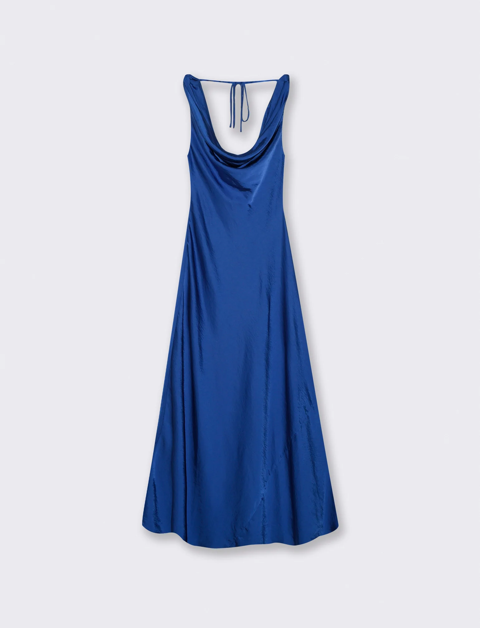 Vestito lungo con scollo morbido e V - Blu cobalto - Image 5