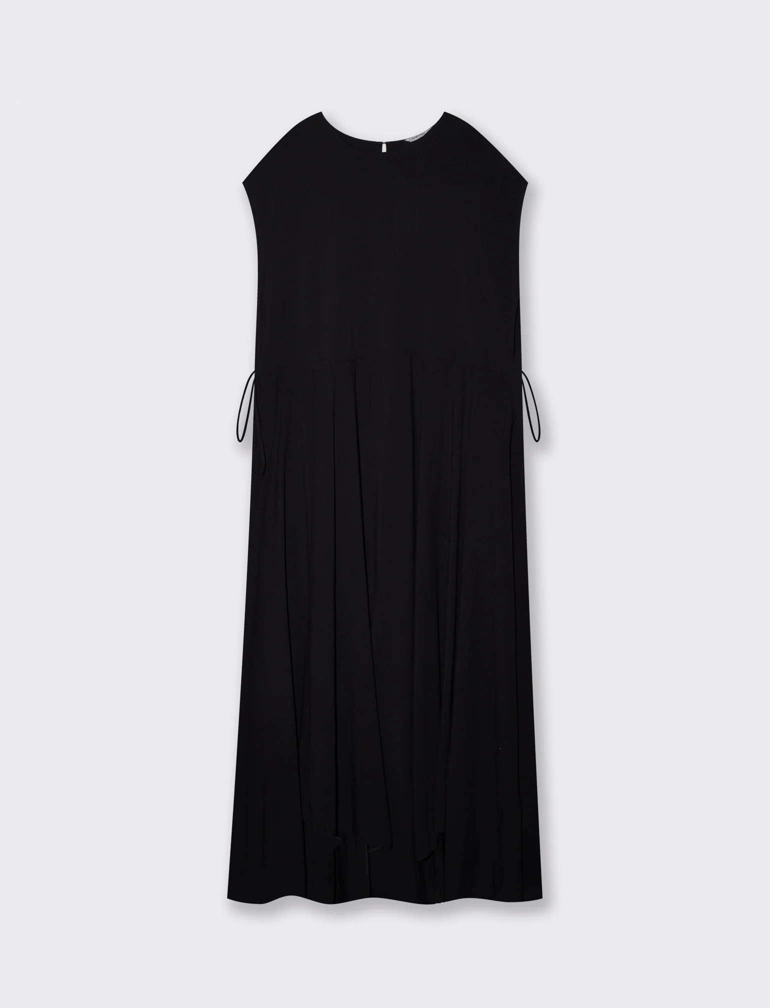 Vestito lungo con scollo rotondo e coulisse - Nero - Image 2