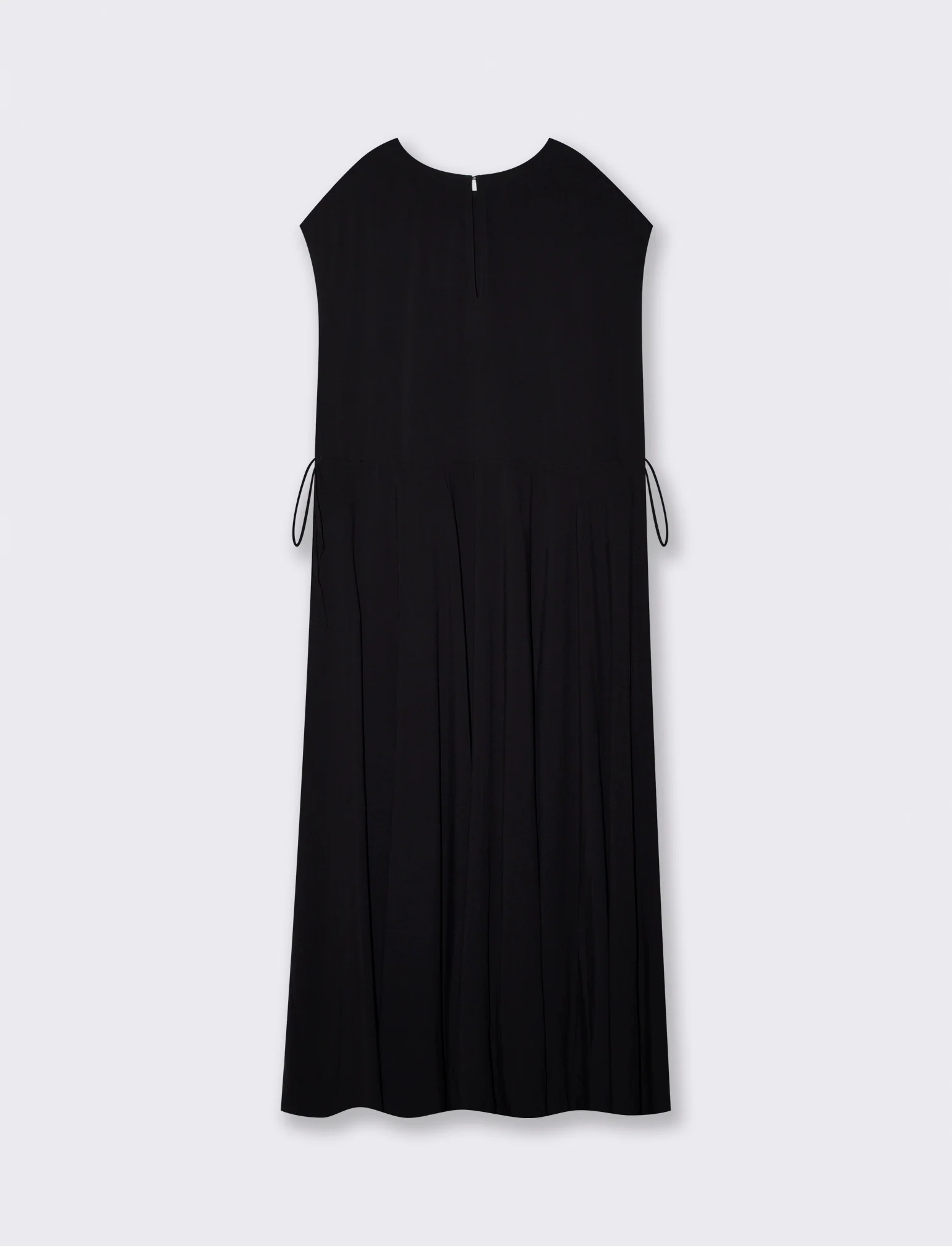 Vestito lungo con scollo rotondo e coulisse - Nero - Image 3