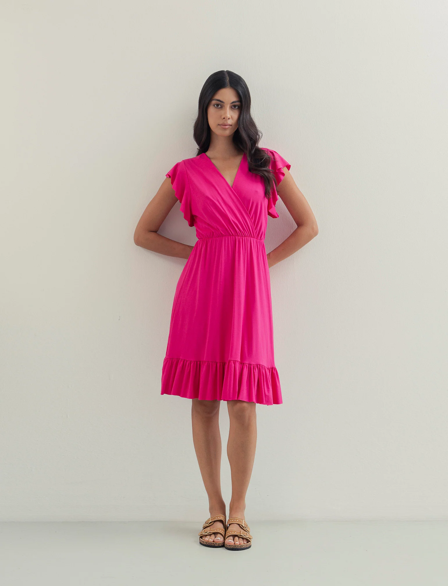 VESTITO LUNGO CON VOILANT - Fuxia