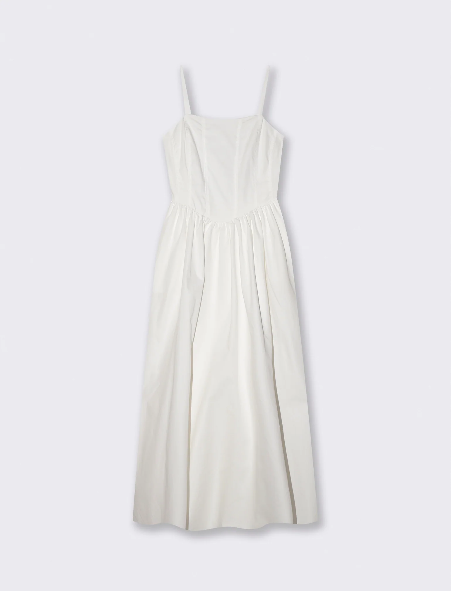 Vestito lungo in cotone con bretelle - Bianco