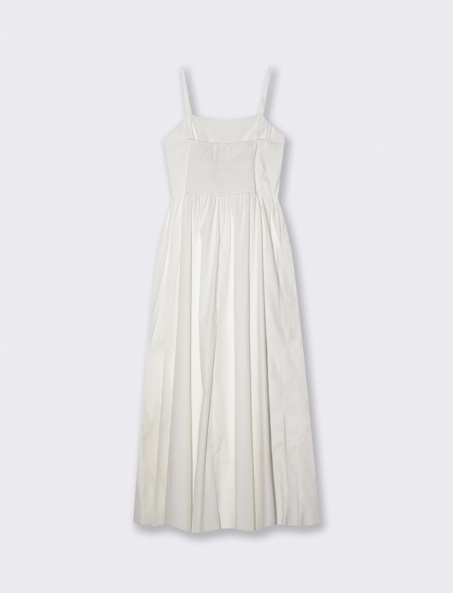 Vestito lungo in cotone con bretelle - Bianco - Image 2