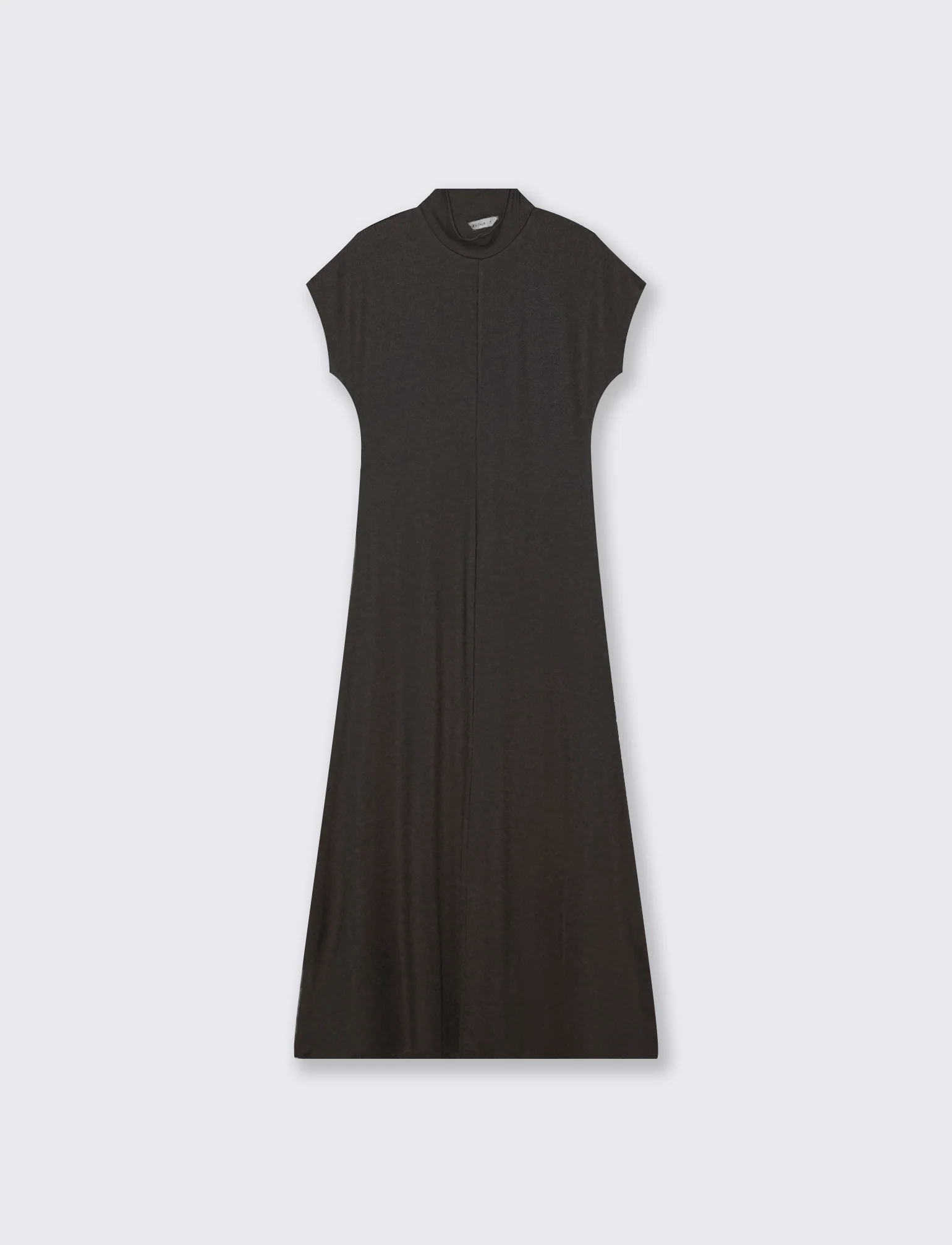 Vestito lungo in cotone manica corta - Nero - Image 4