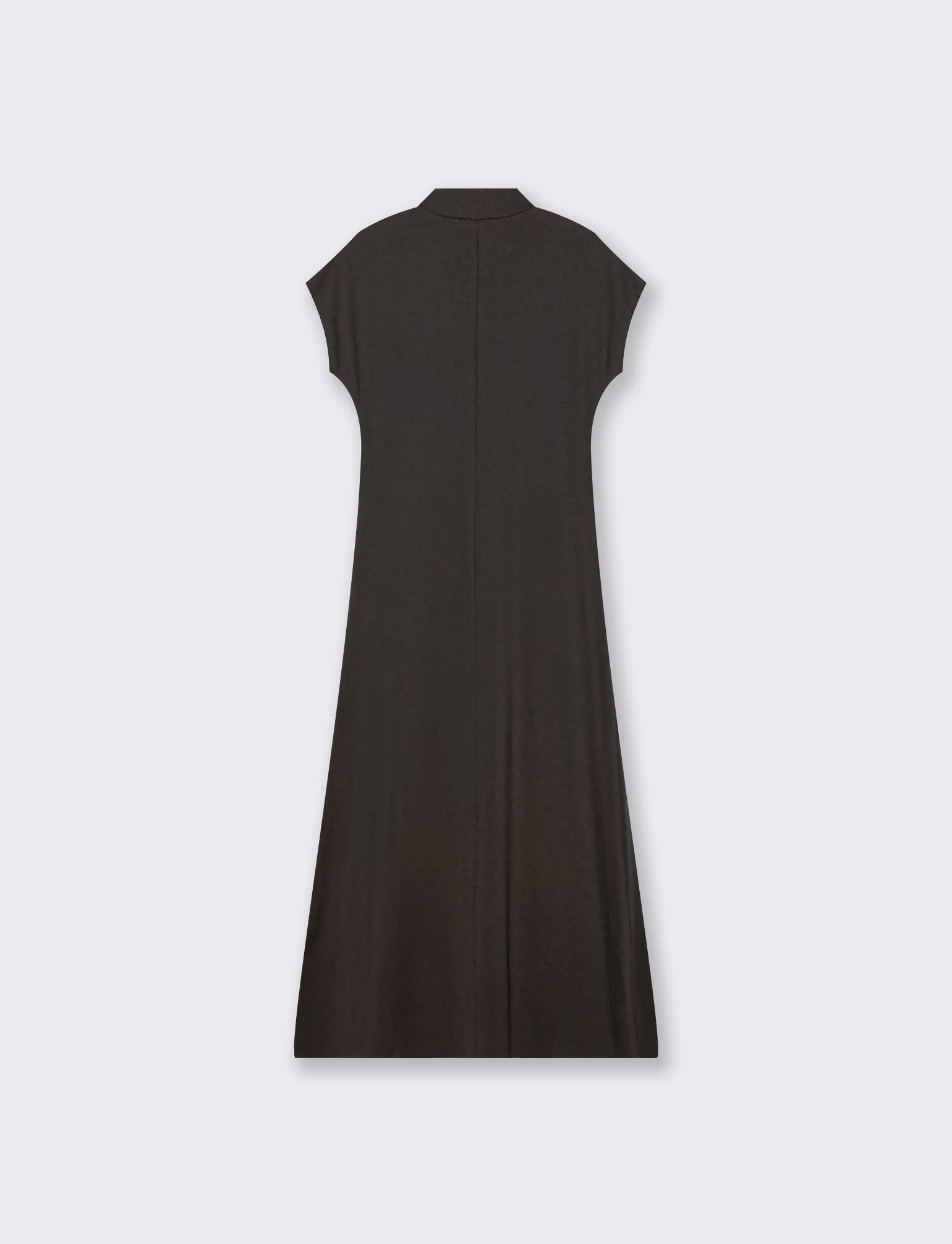 Vestito lungo in cotone manica corta - Nero - Image 5