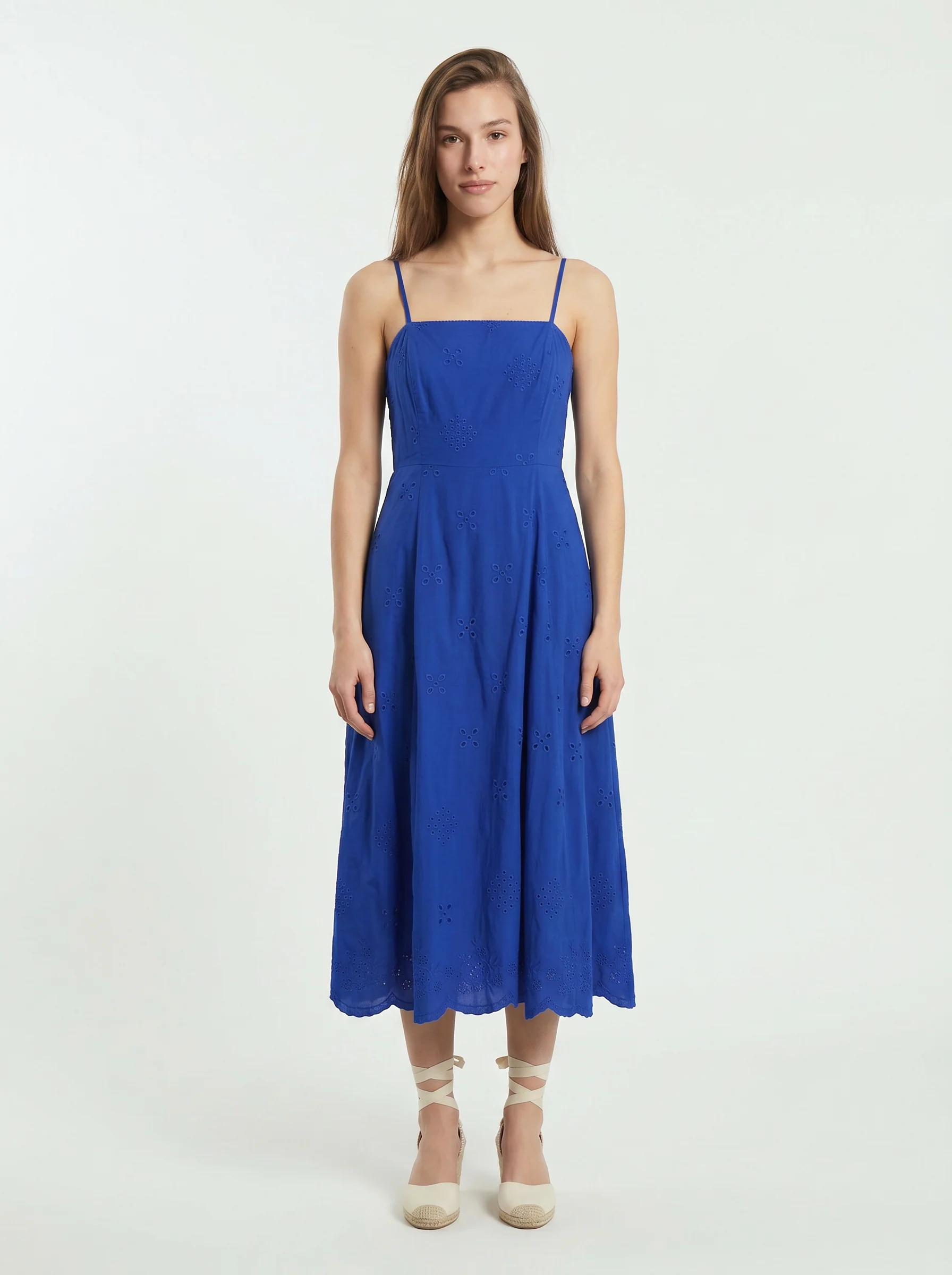Vestito Lungo in Cotone Sangaloo Svasato - Royal - Image 2
