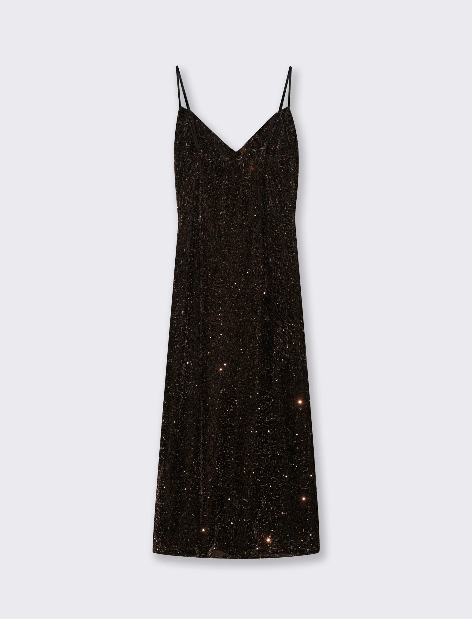 Vestito lungo in paillettes con bretelline - Moro - Image 2