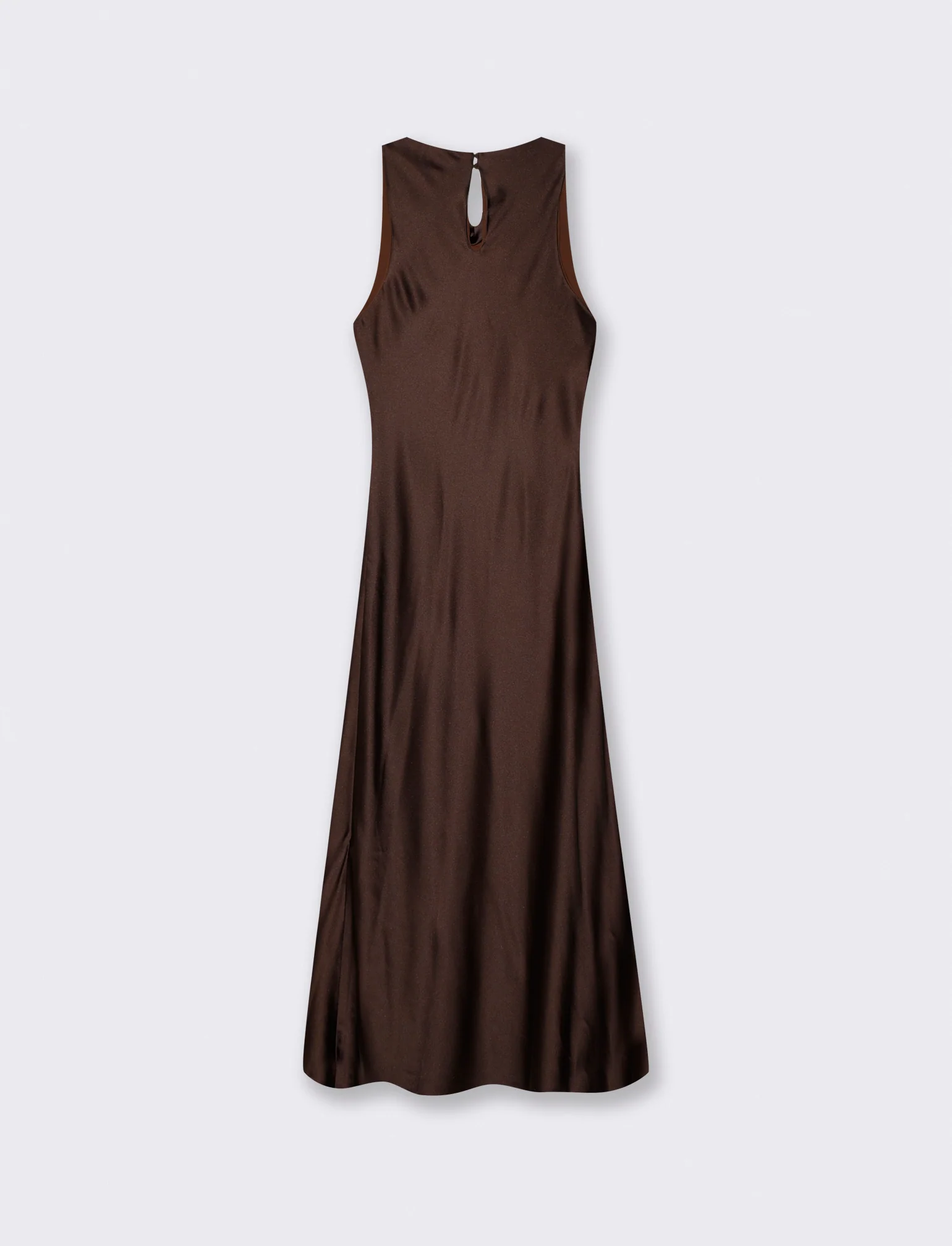 Vestito lungo in sbieco senza maniche - Cacao - Image 6