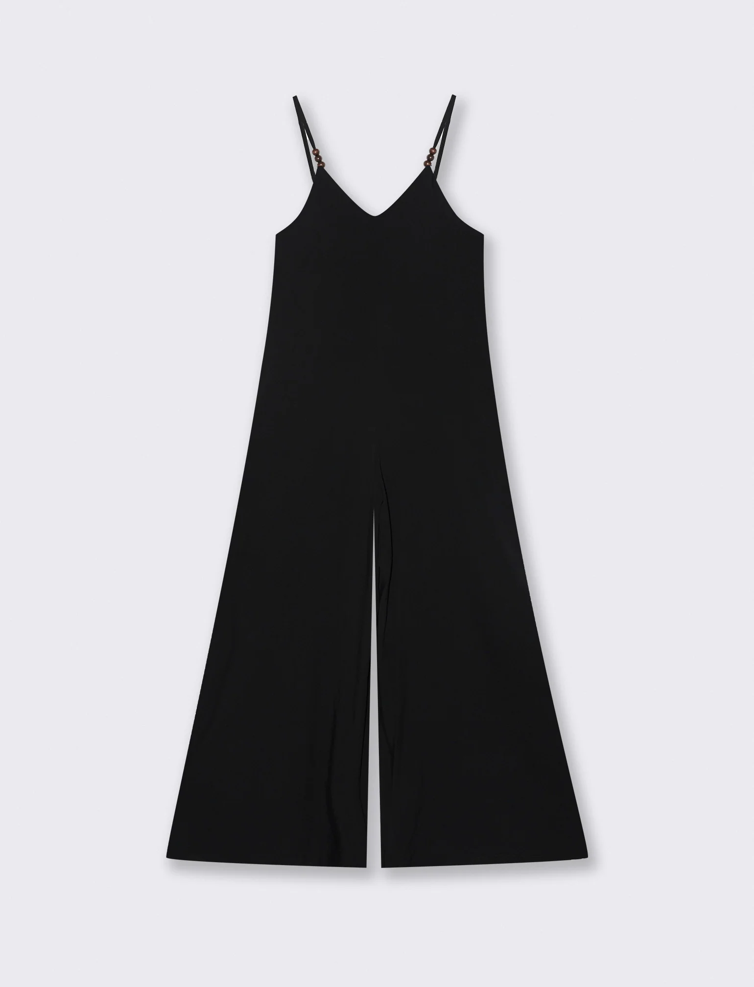 Vestito lungo in viscosa con bretelle - Nero - Image 3