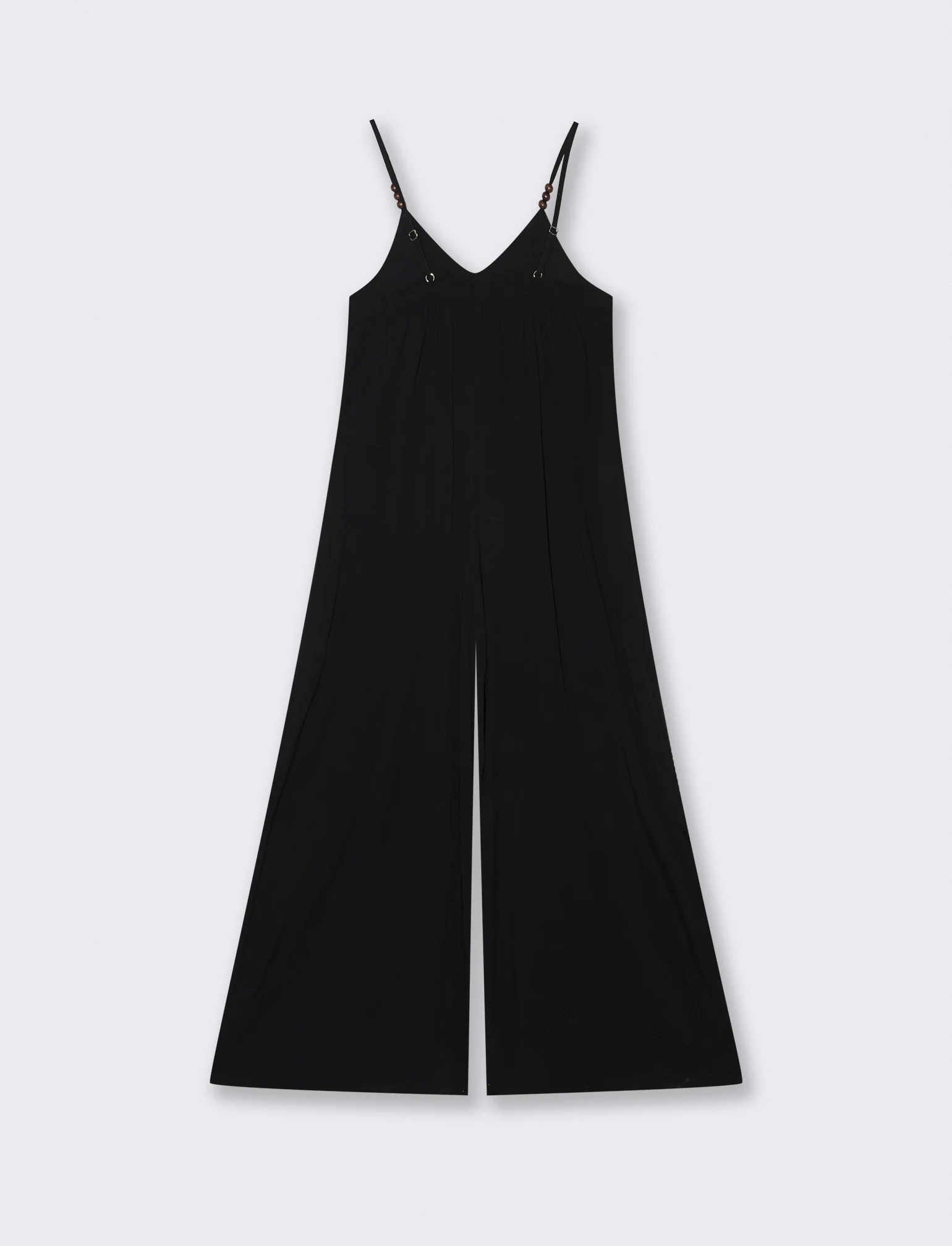 Vestito lungo in viscosa con bretelle - Nero - Image 4