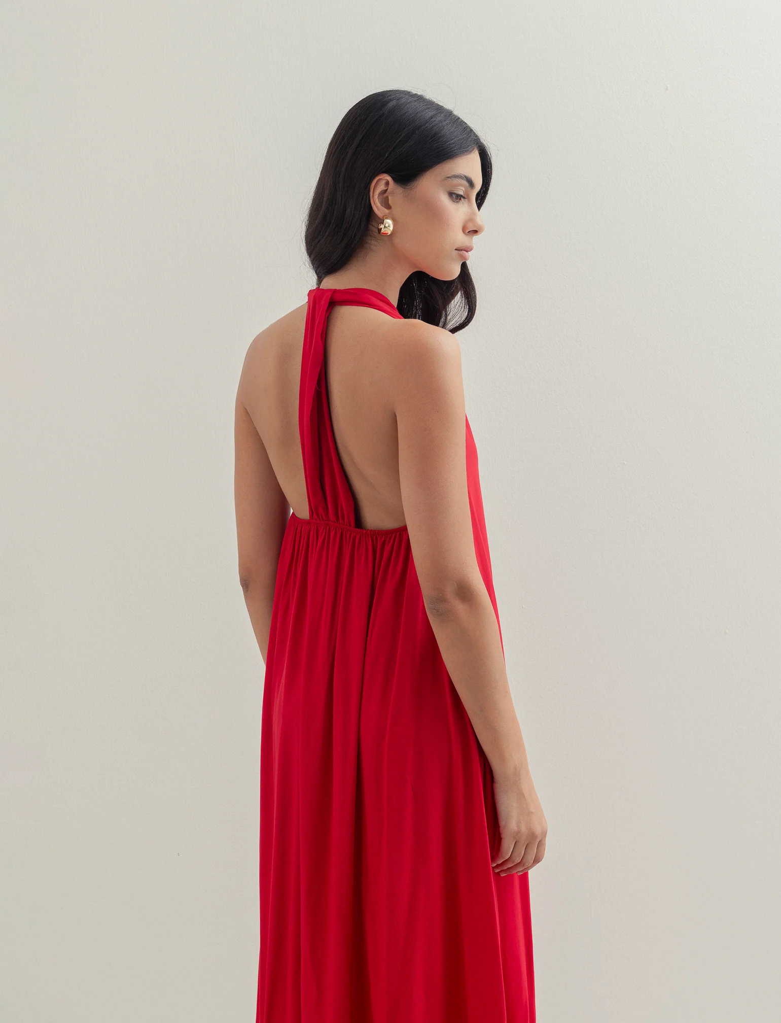 Vestito lungo in viscosa con incrocio sulla schiena - Rosso - Image 2