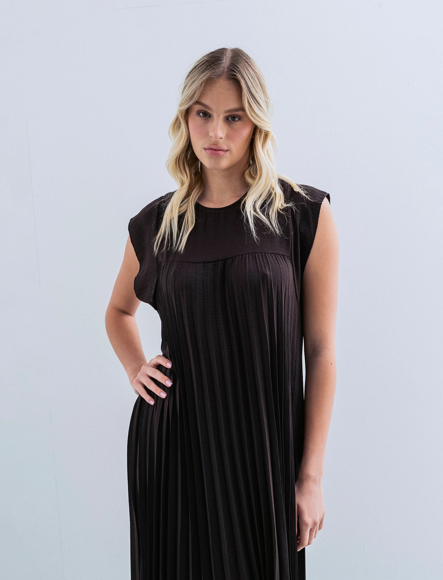 vestito lungo plisset giro manica - Moro - Image 2
