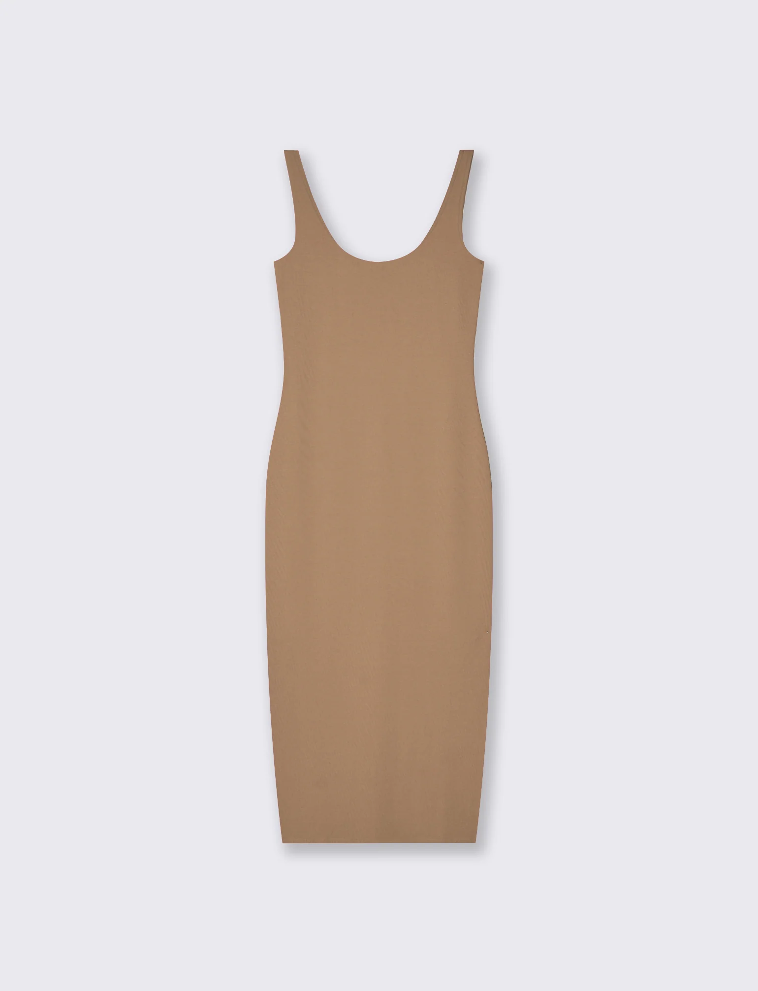 Vestito lungo senza maniche slim fit - Cammello