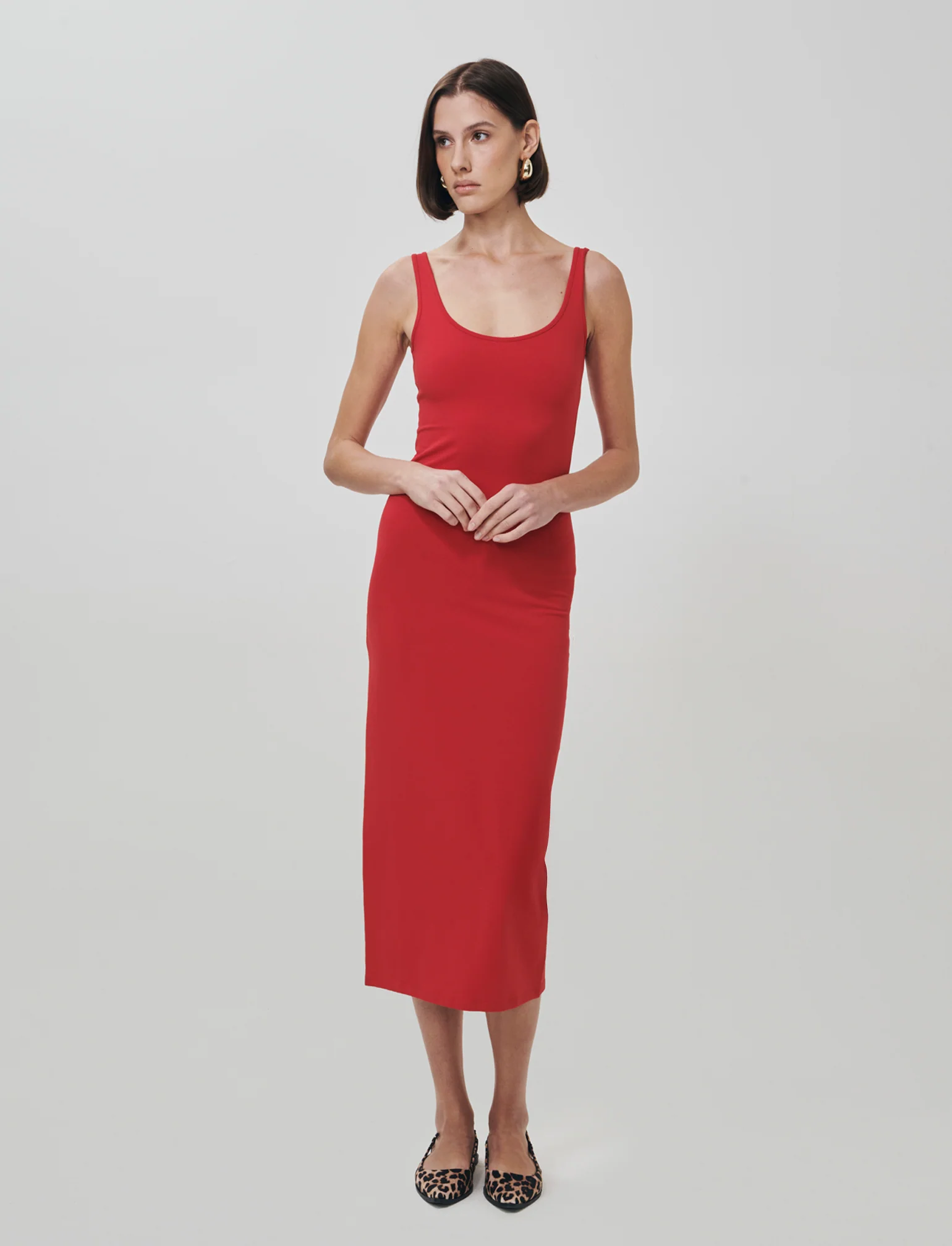 Vestito lungo senza maniche slim fit - Rosso - Image 3
