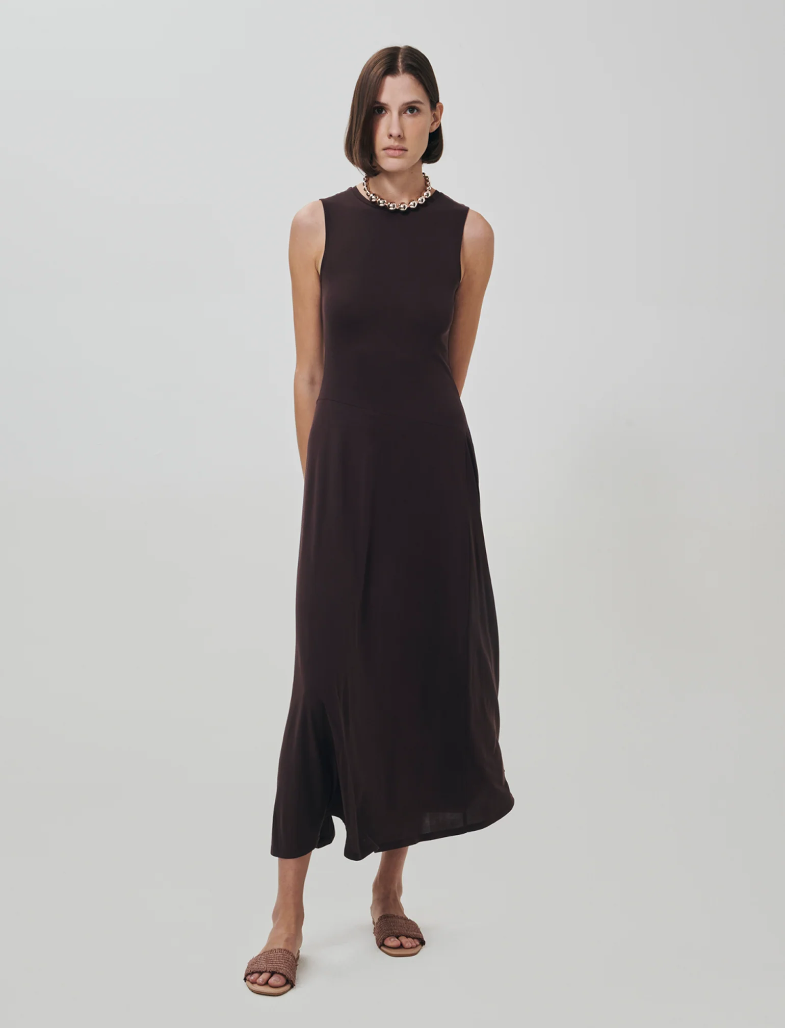 Vestito lungo senza maniche svasato - Moro - Image 3