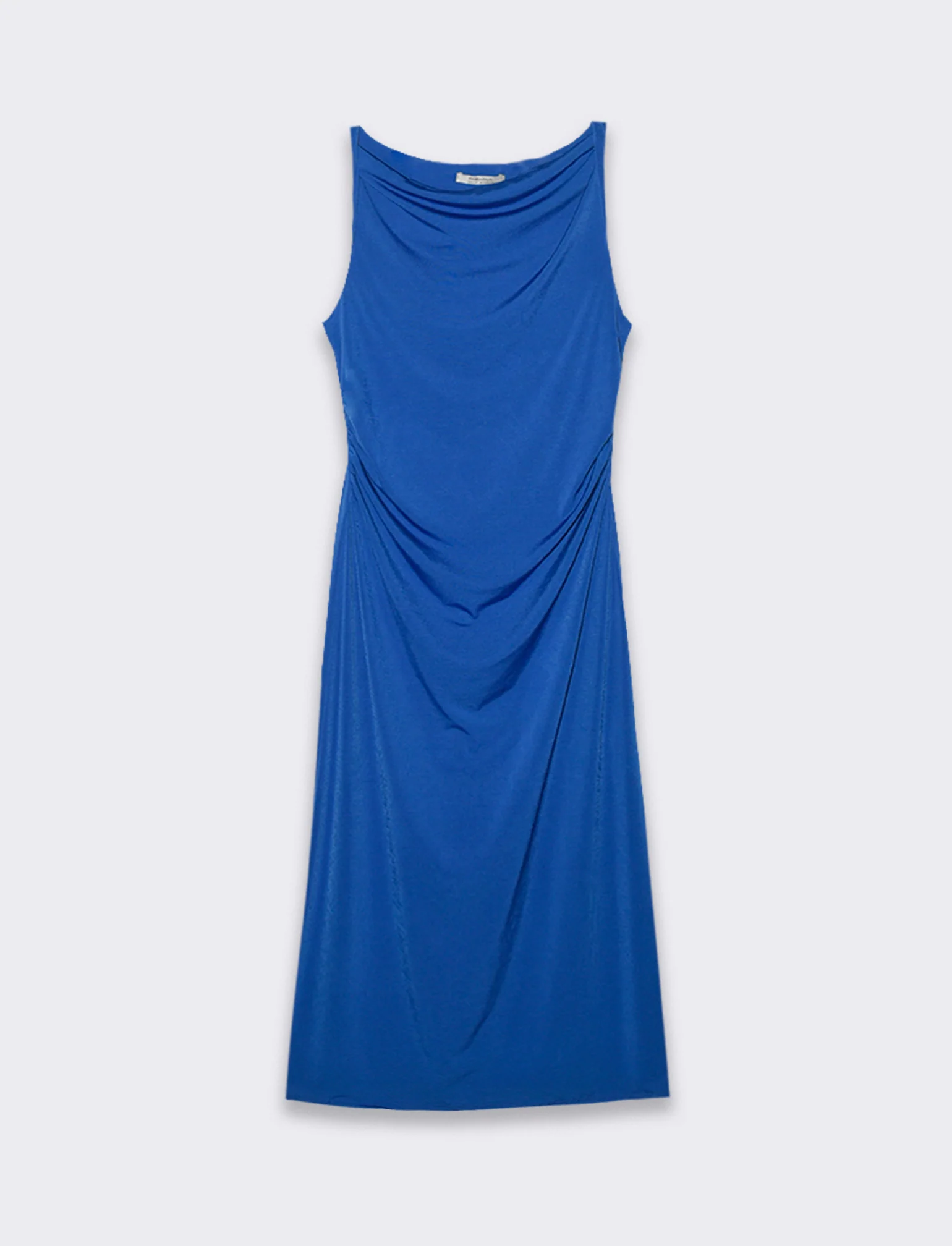 Vestito lungo smanicato in tessuto elastico - Bluette - Image 3