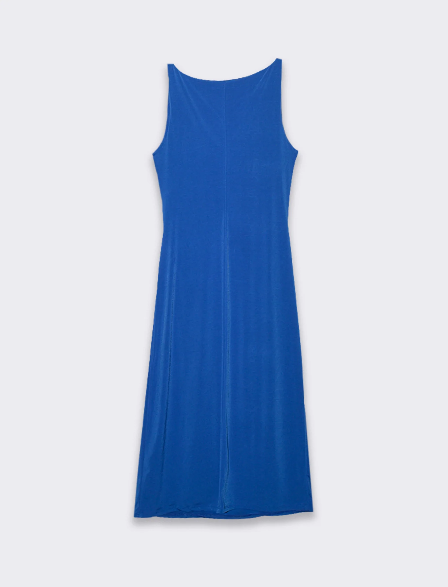 Vestito lungo smanicato in tessuto elastico - Bluette - Image 4