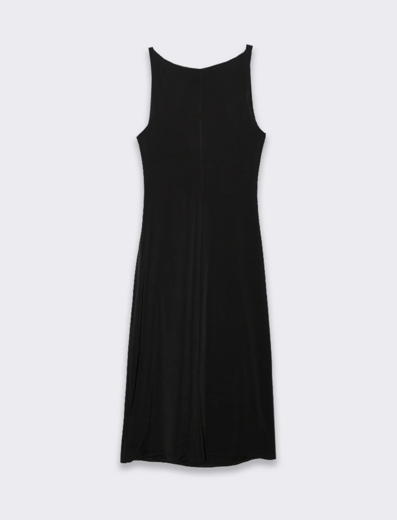 Vestito lungo smanicato in tessuto elastico - Nero - Image 4