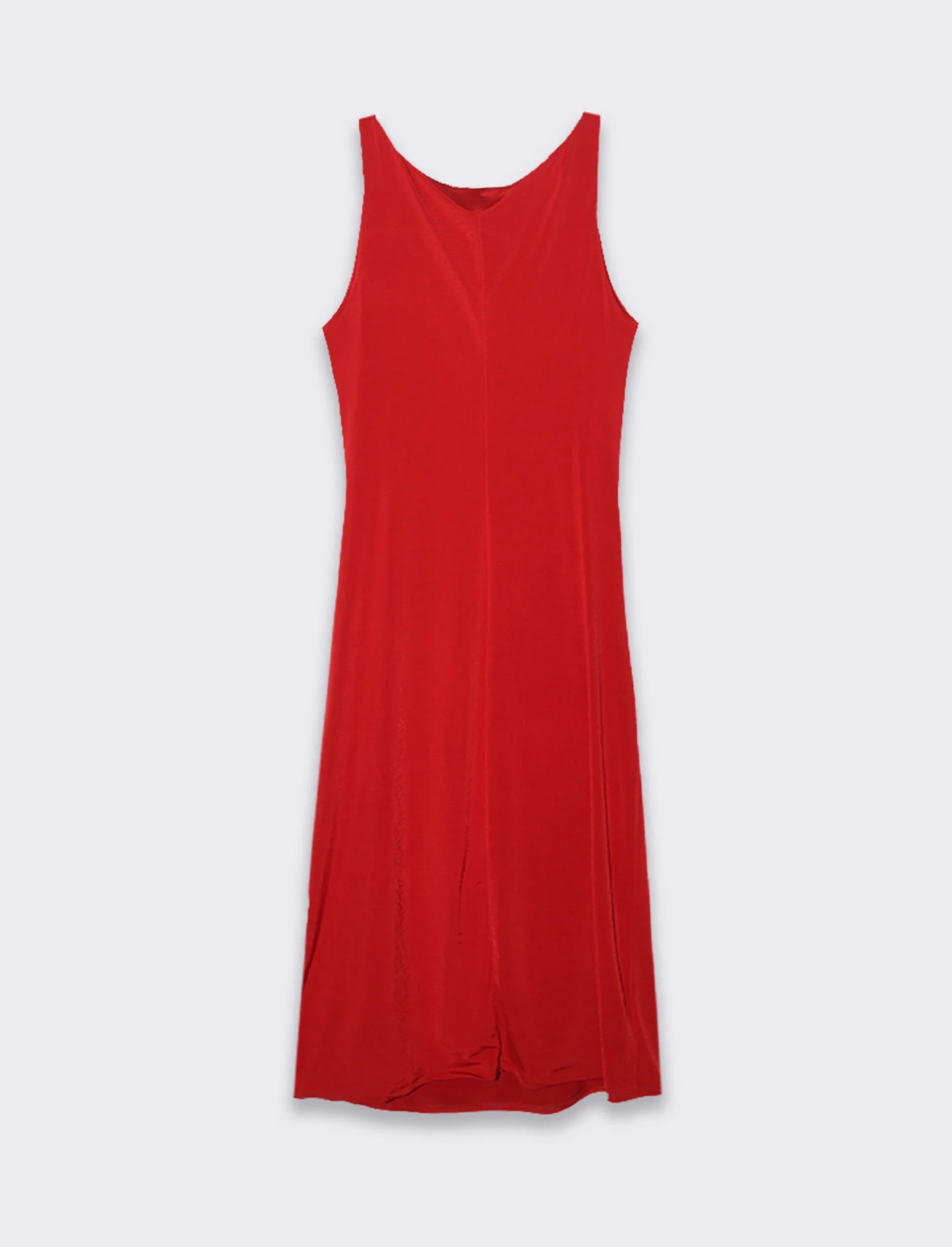 Vestito lungo smanicato in tessuto elastico - Rosso - Image 5