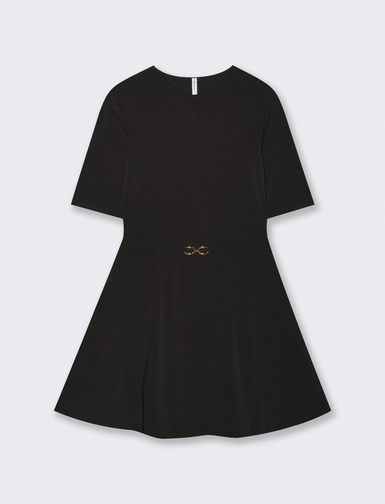 Vestito Manica Corta con Cintura - Nero - Image 4