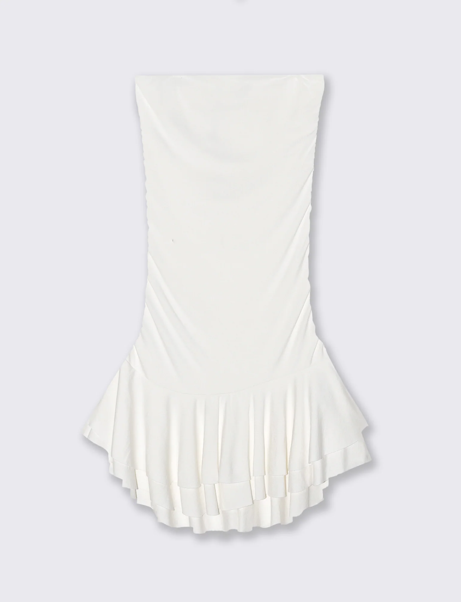Vestito mini con volant - Bianco latte
