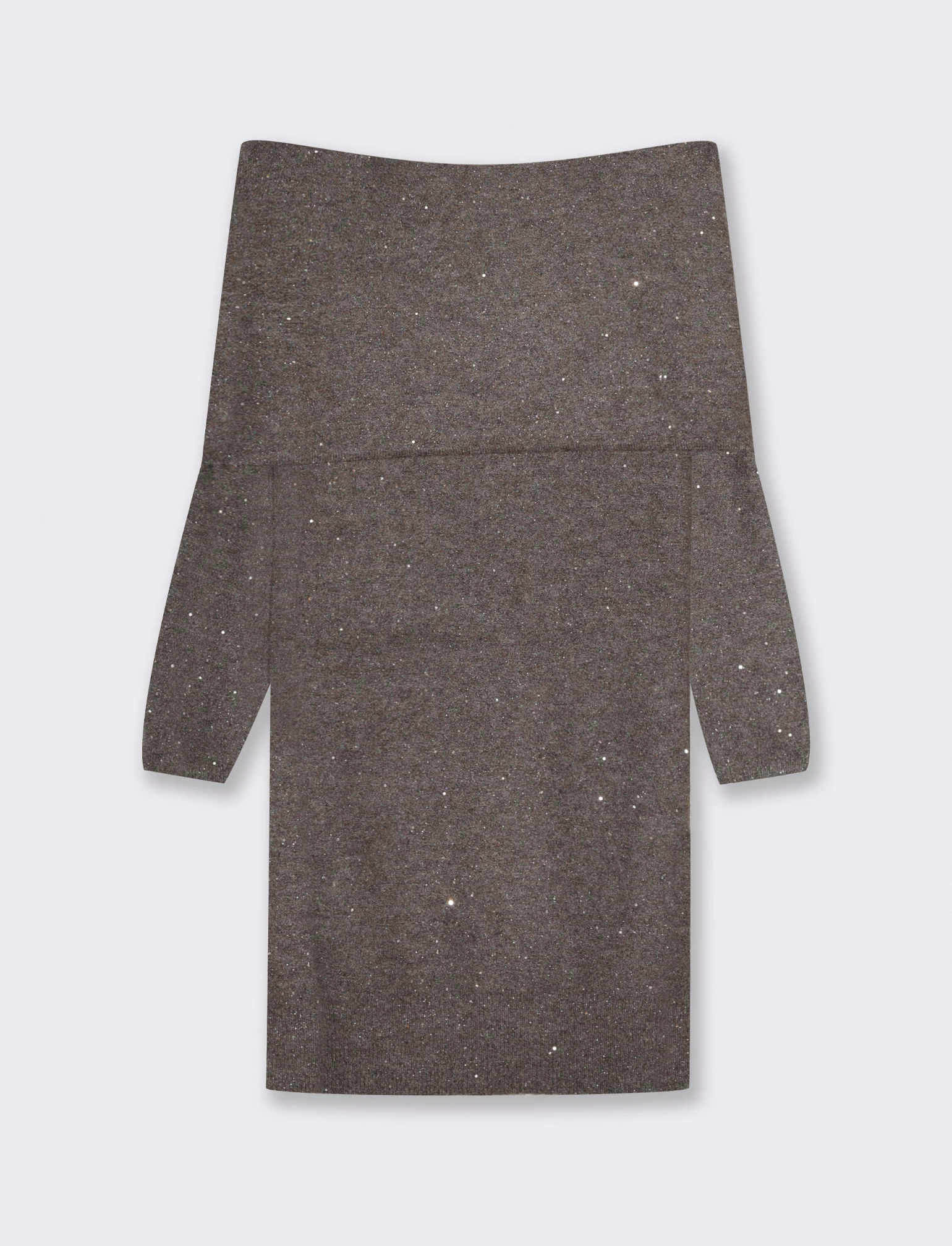 VESTITO OFF SHOULDER - Grigio tortora