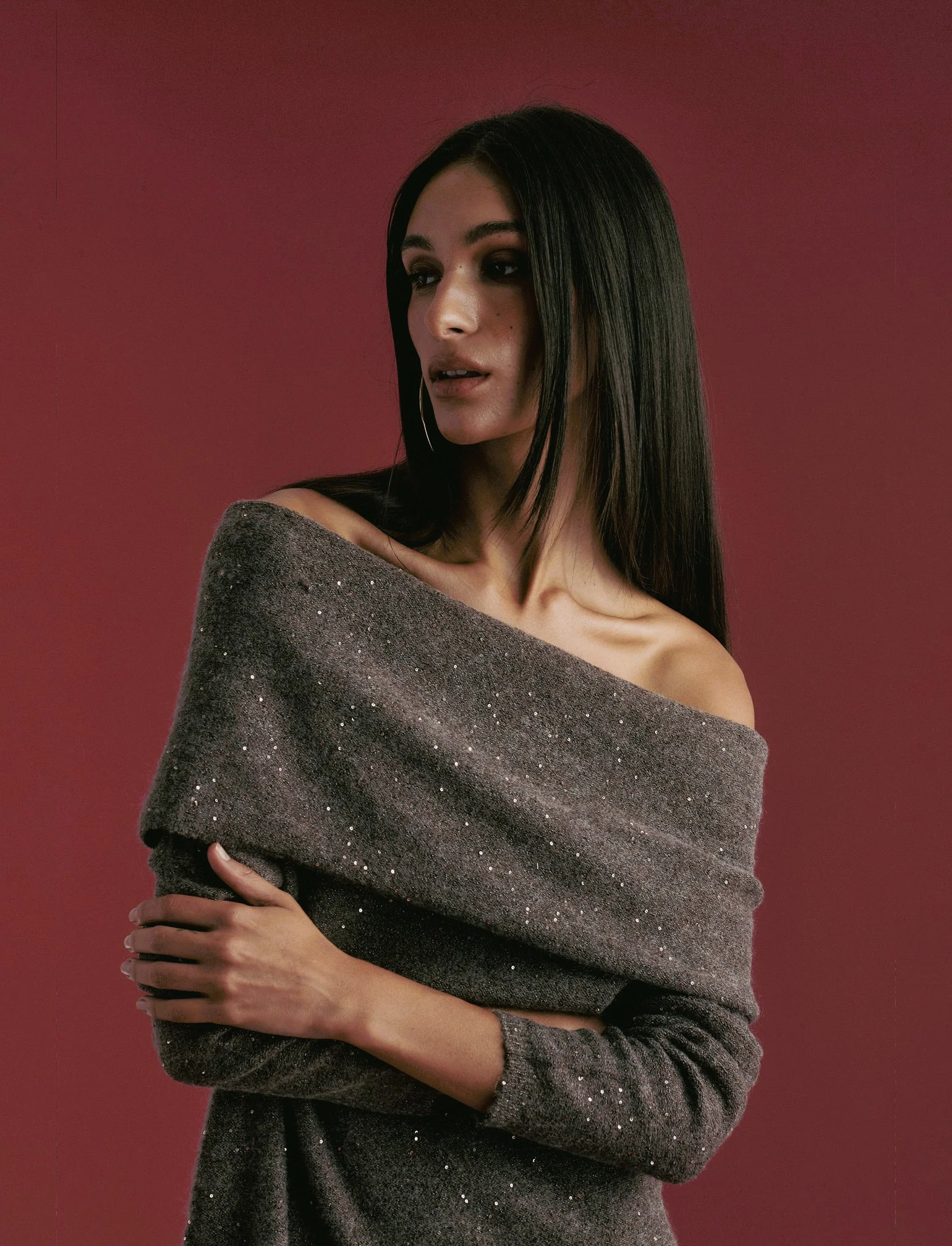 VESTITO OFF SHOULDER - Grigio tortora - Image 4