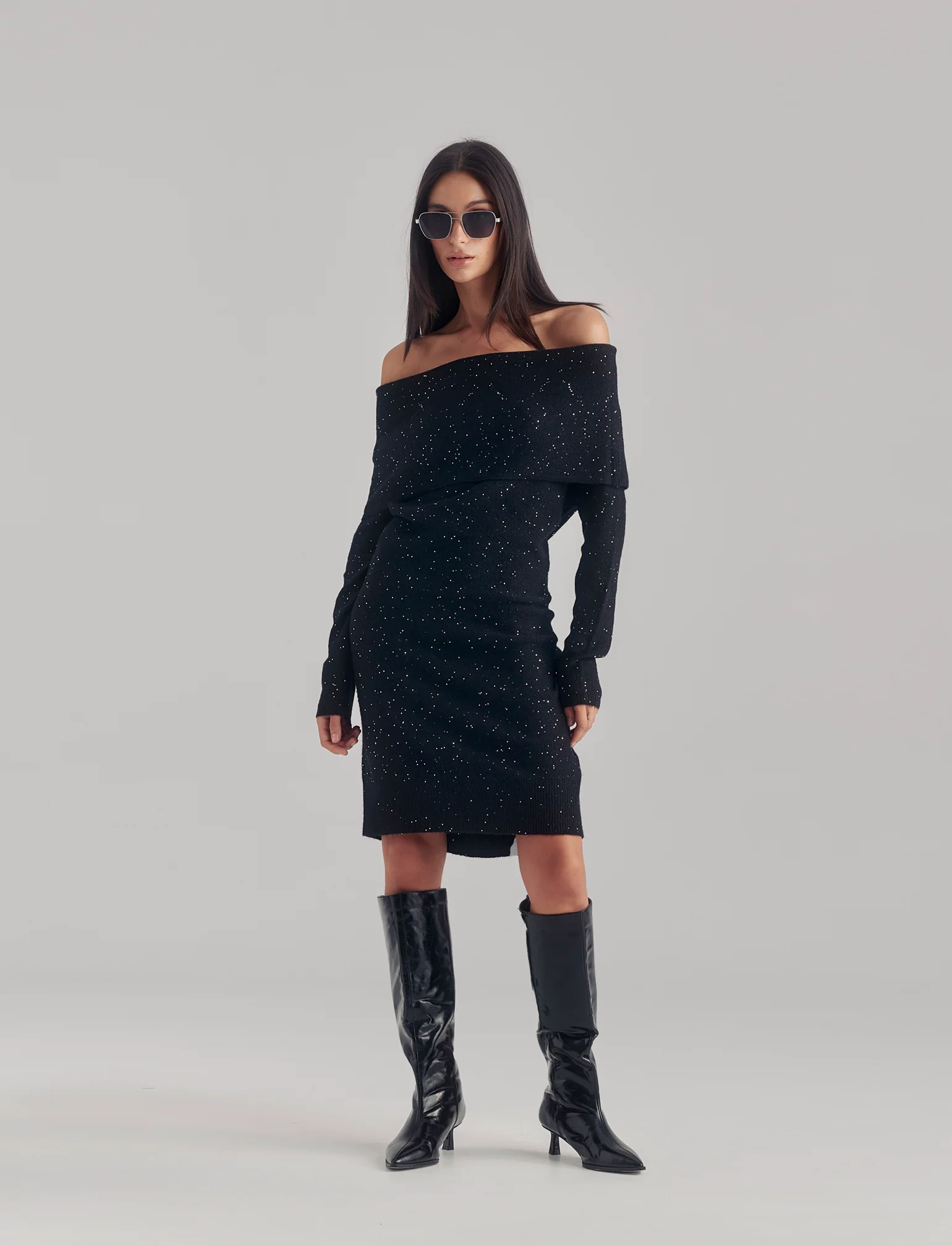 VESTITO OFF SHOULDER - Nero - Image 3