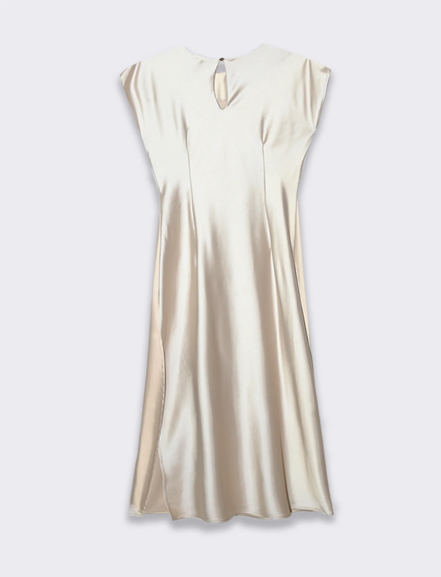 Vestito smanicato di raso - Bianco burro - Image 2