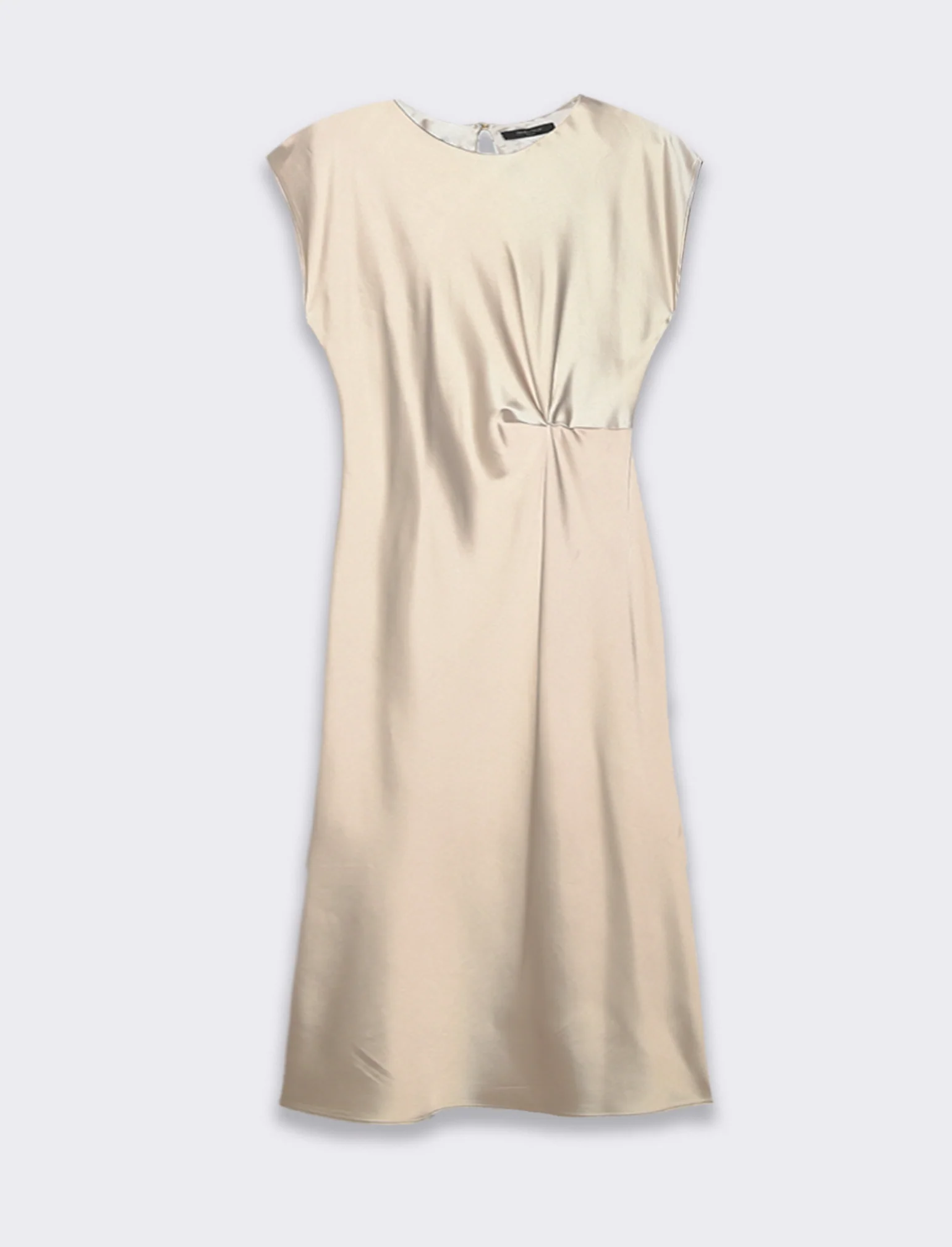 Vestito smanicato di raso - Bianco burro - Image 4