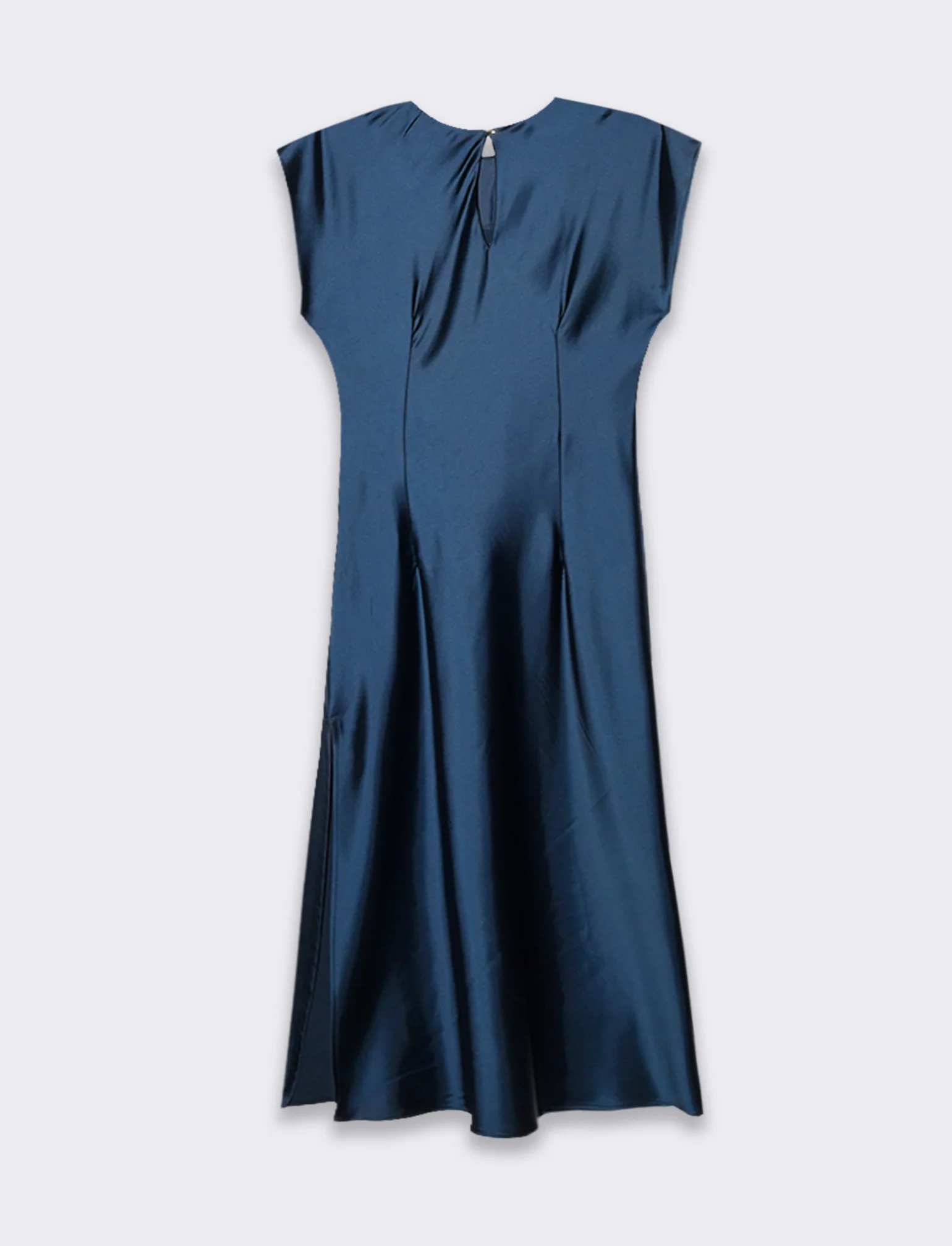 Vestito smanicato di raso - Blu - Image 2