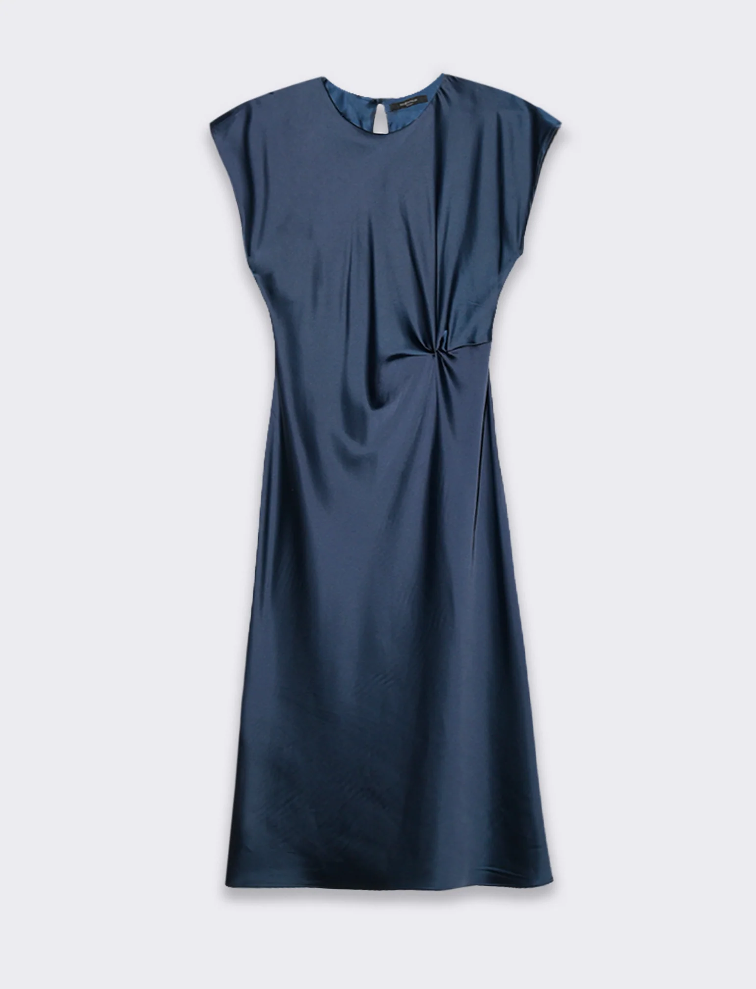 Vestito smanicato di raso - Blu - Image 4