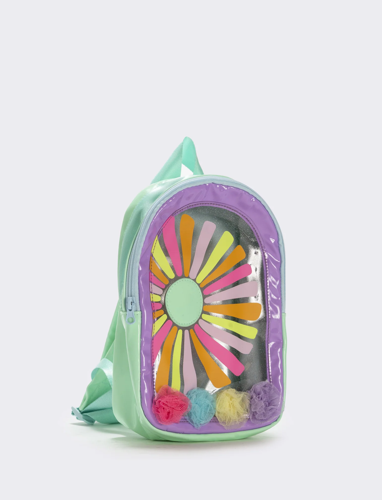 Zainetto trasparente con pon pon in tulle - Lilla - Image 2