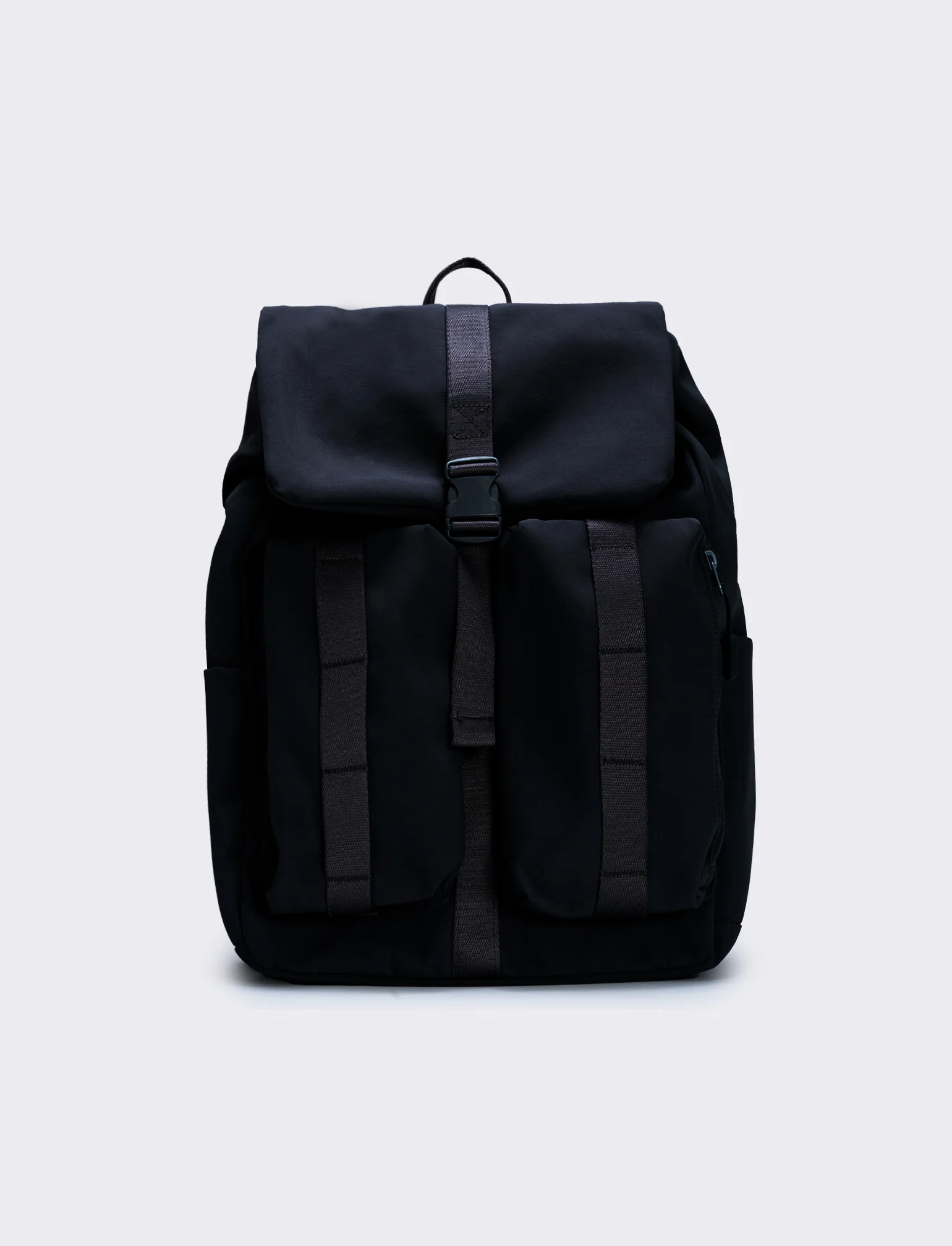 Zainetto uomo nylon multi tasche pratico - Nero