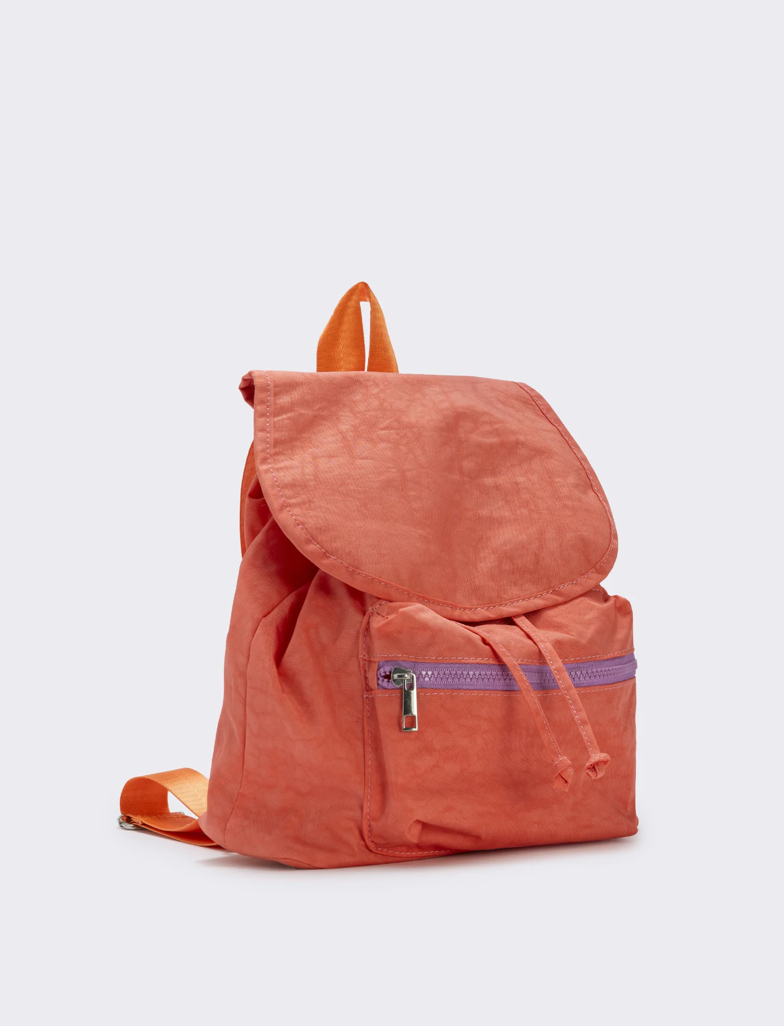 Zaino bambina in nylon con tasca pratica - Arancio - Image 2