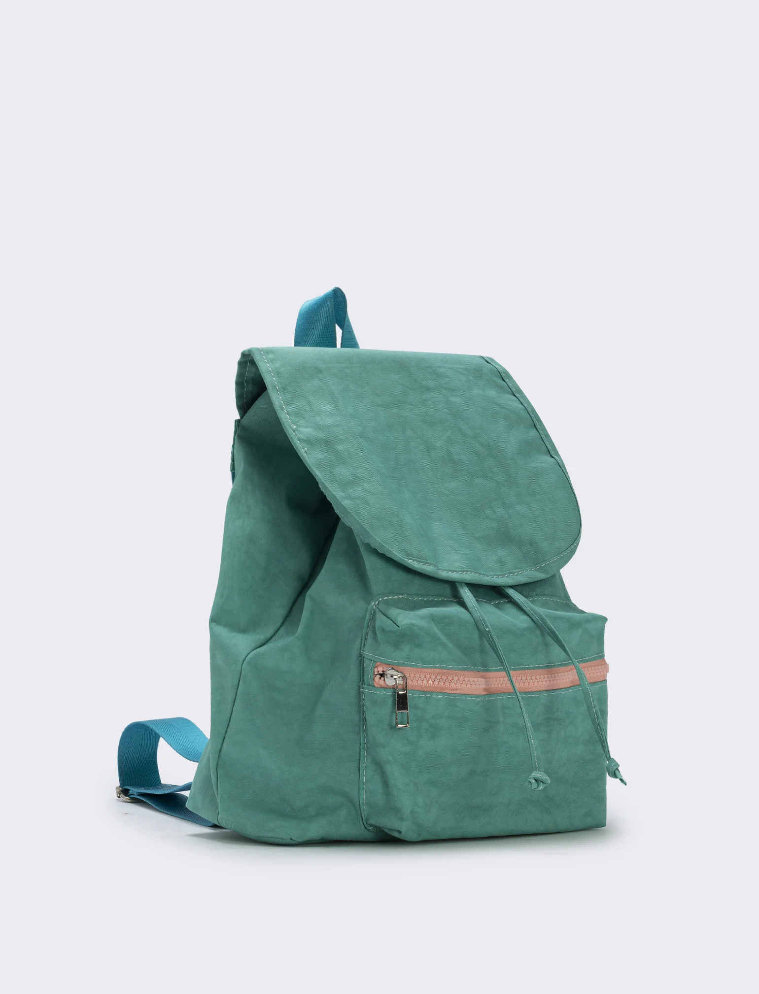 Zaino bambina in nylon con tasca pratica - Verde - Image 2