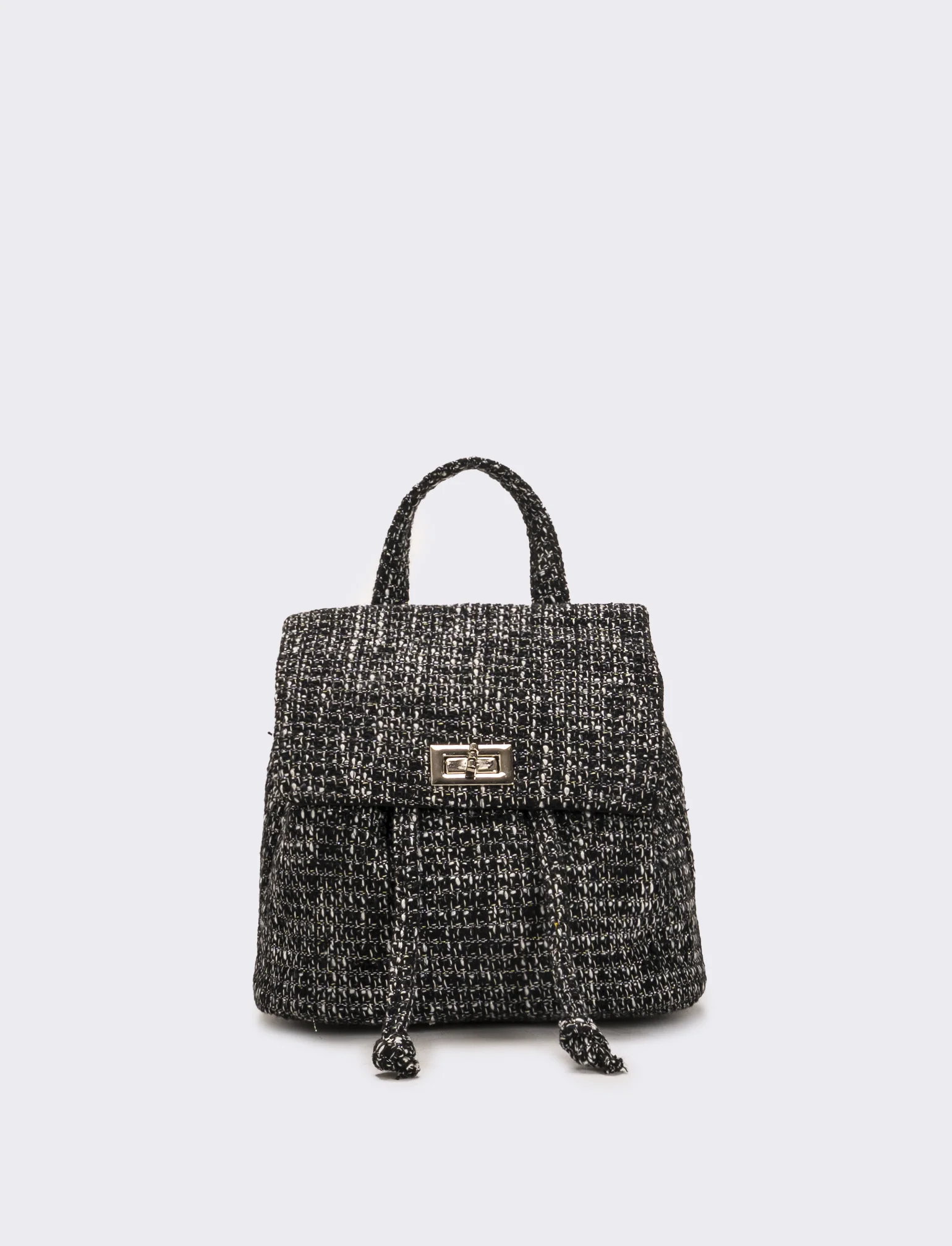 Zaino bambina in tessuto boucle - Nero