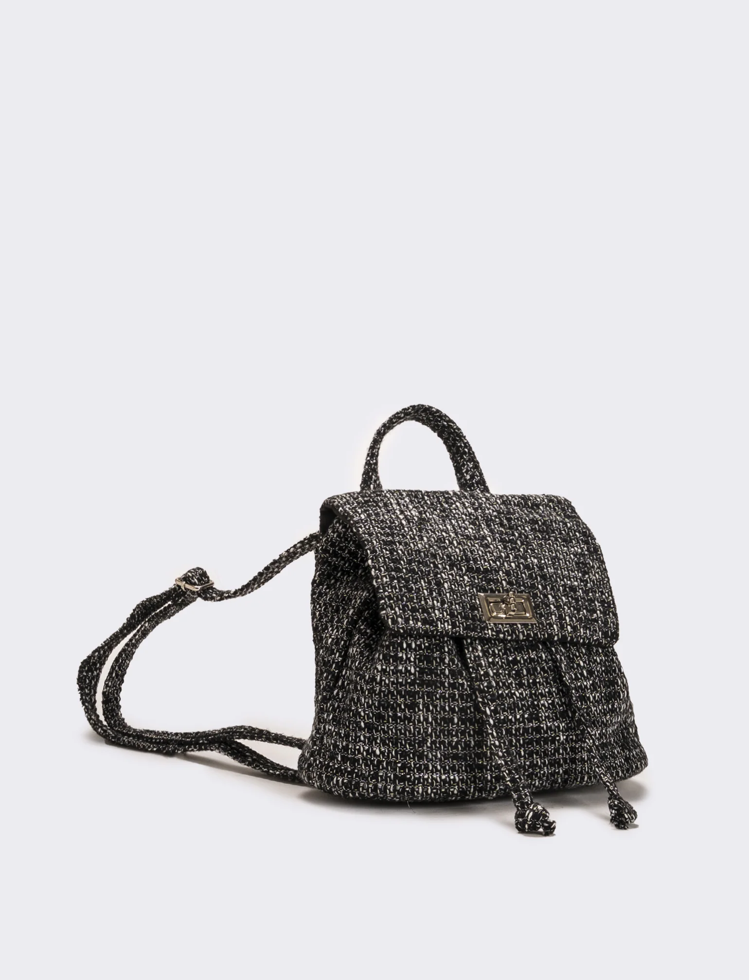 Zaino bambina in tessuto boucle - Nero - Image 2
