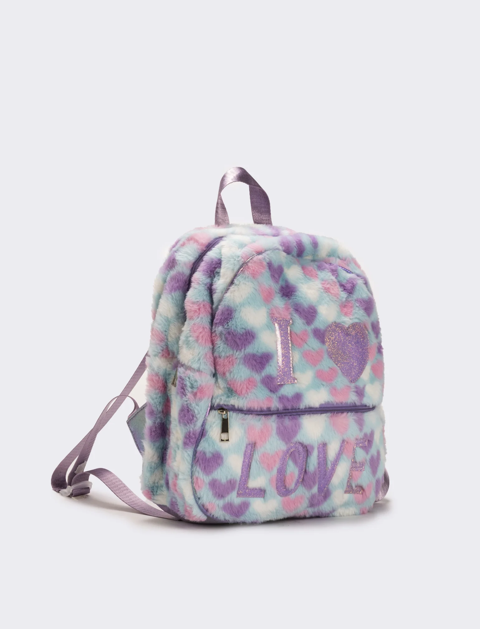 Zaino bambina pelliccia cuori e scritta i love you - Multicolore - Image 2