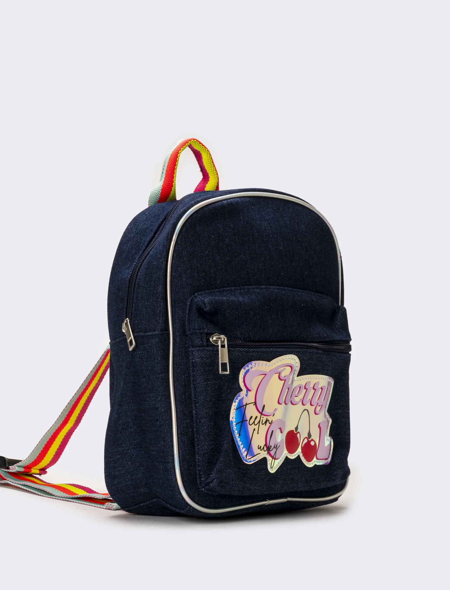 Zaino denim bambina con tracolla rainbow - DENIM SCURO - Image 2