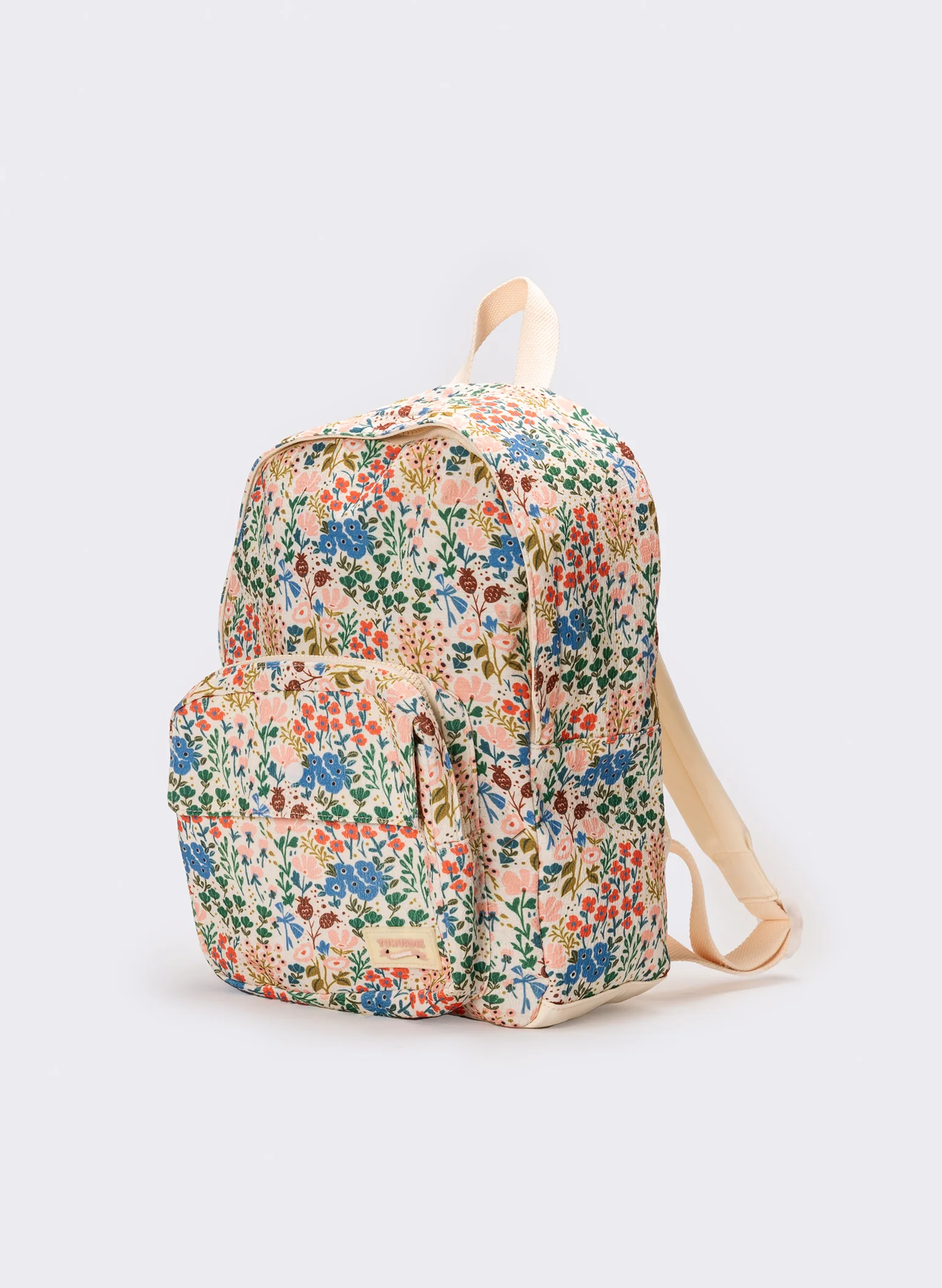 Zaino donna stampa fiori in nylon - Blu - Image 2