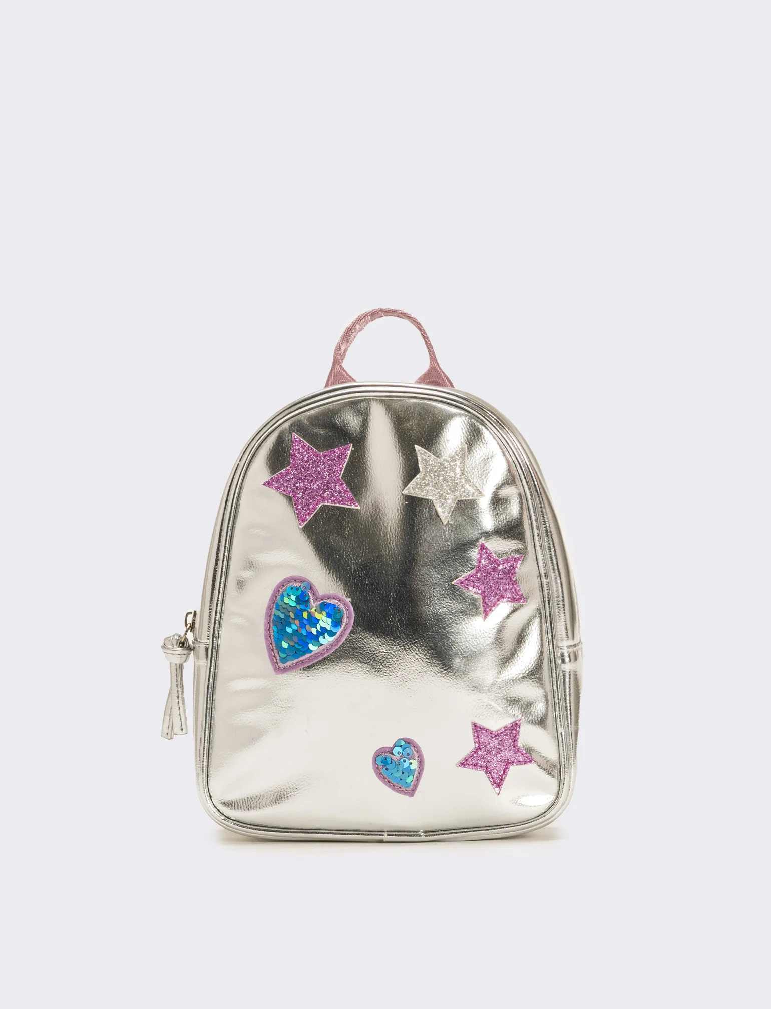 Zaino metallizzato con stelle e cuori - Lilla