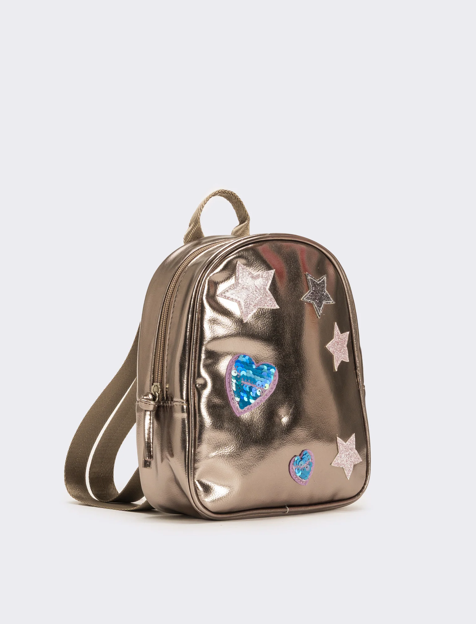 Zaino metallizzato con stelle e cuori - Rosa - Image 2