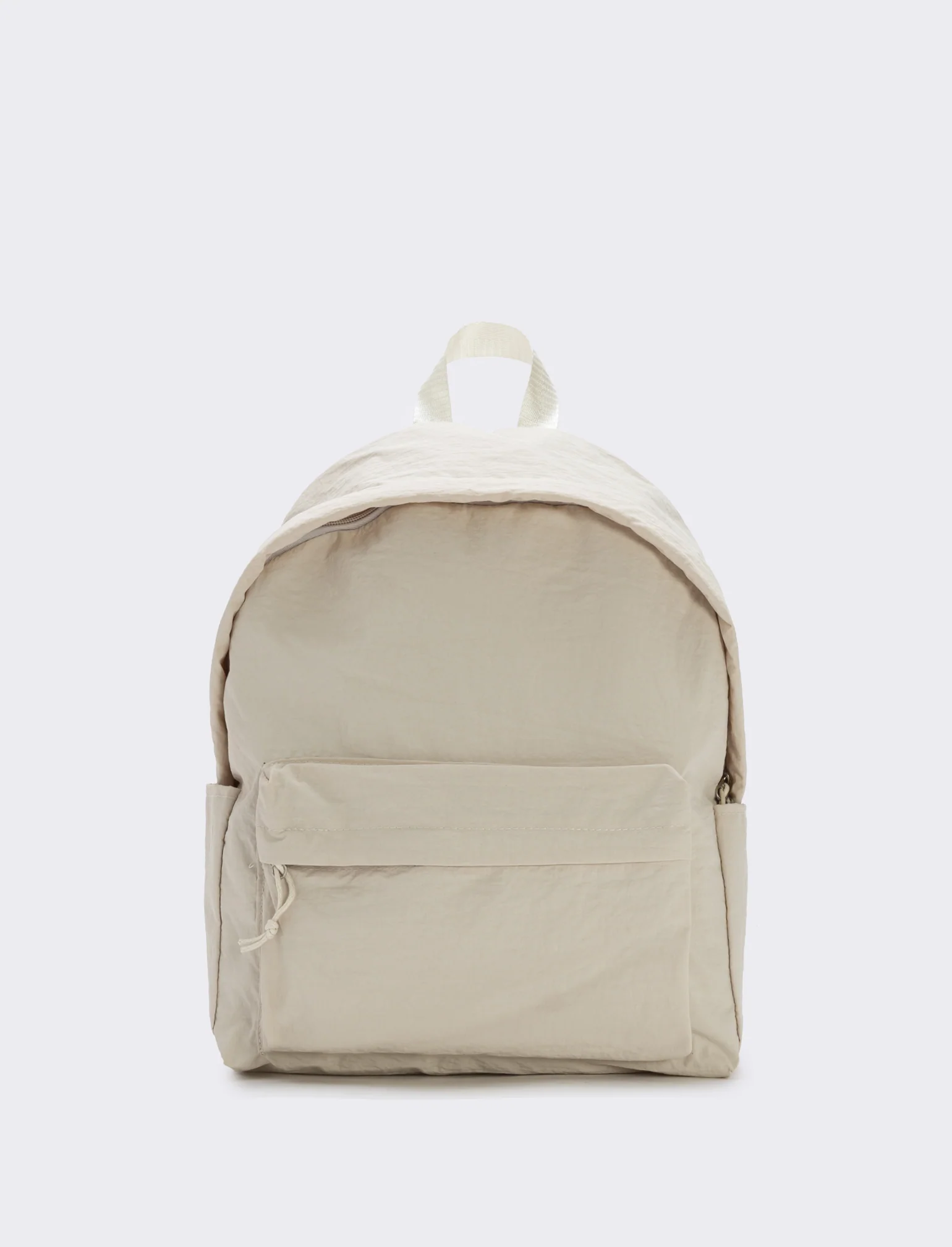 Zaino nylon con tasca frontale - Beige